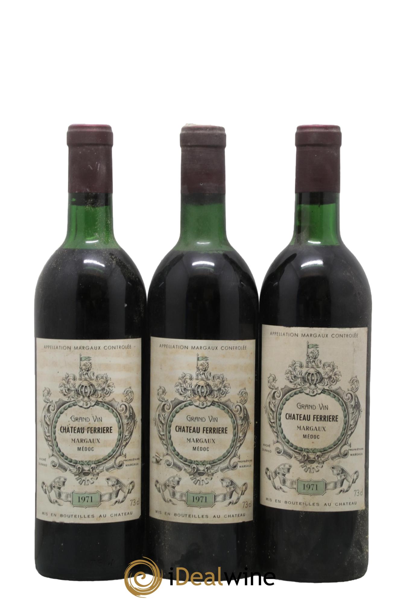 Château Ferrière 3ème Grand Cru Classé 1971 - Lot de 3 bouteilles - 0