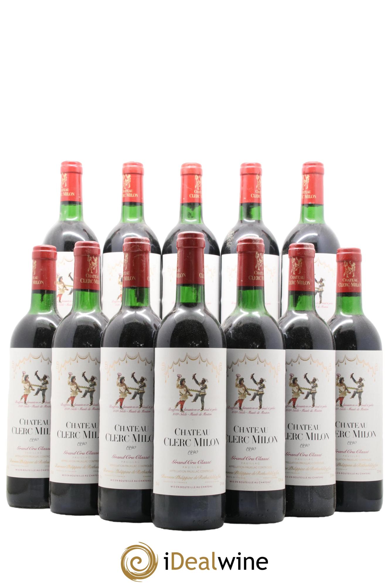Château Clerc Milon 5ème Grand Cru Classé 1990 - Lot de 12 bouteilles - 0