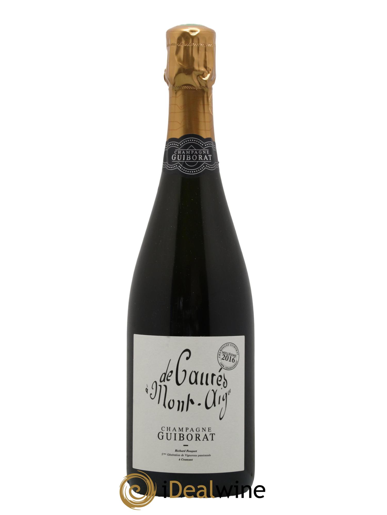 Champagne Grand Cru Extra Brut Blanc de Blancs De Caures a Mont Aigu Guiborat 2016 - Lot de 1 bouteille - 0