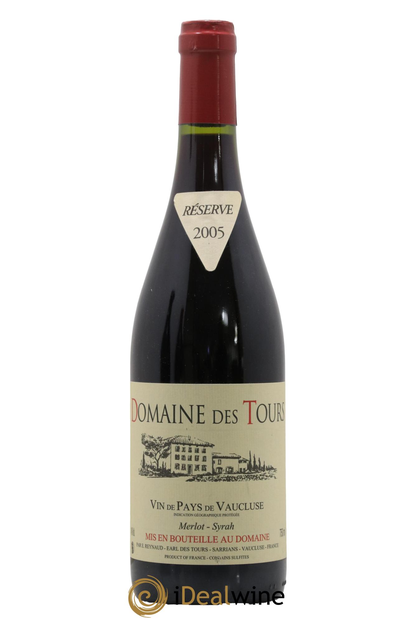 Vaucluse Domaine des Tours Merlot-Syrah Emmanuel Reynaud 2005 - Lot de 1 bouteille - 0