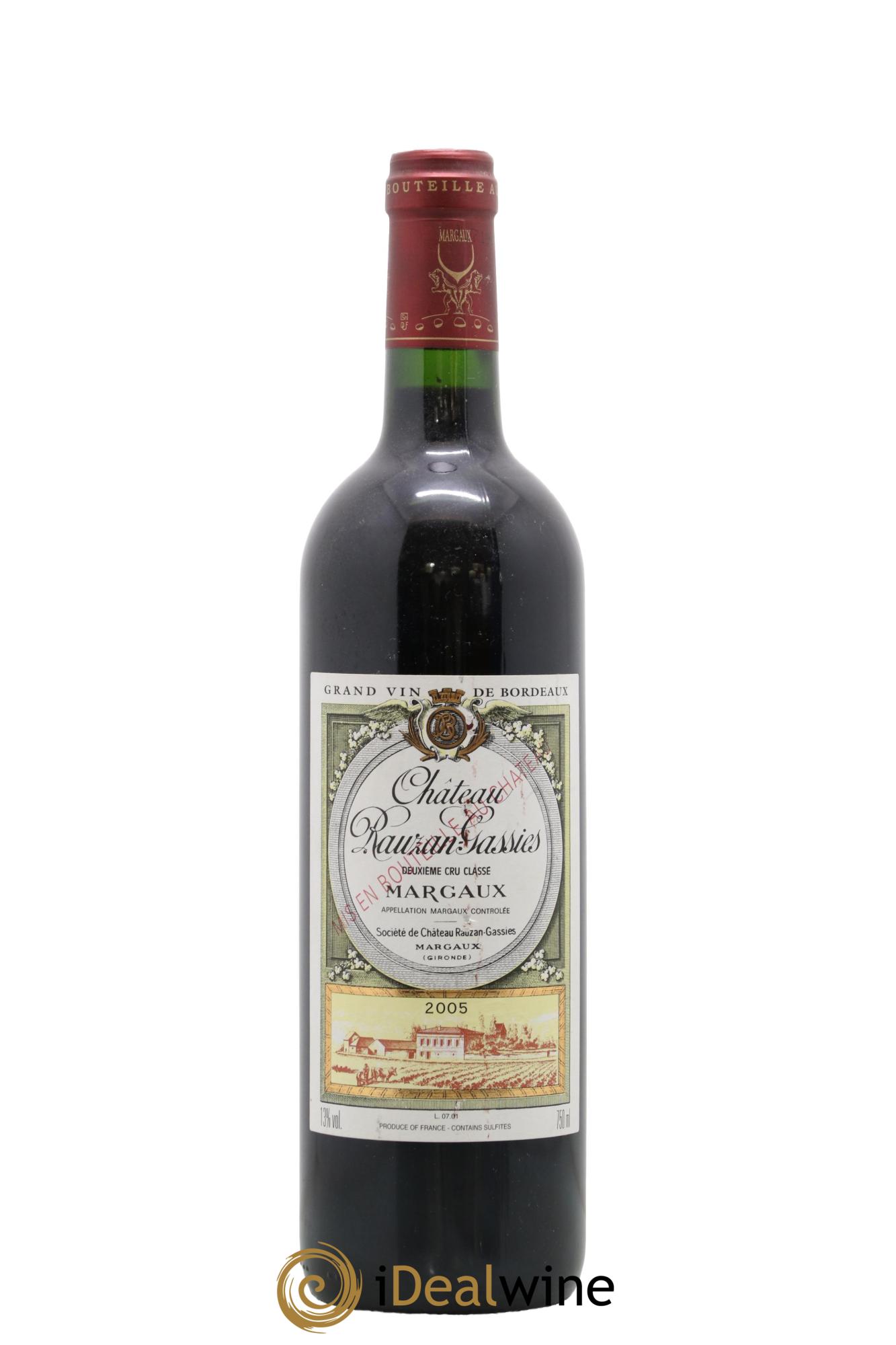 Château Rauzan-Gassies 2ème Grand Cru Classé 2005 - Lot de 1 bouteille - 0