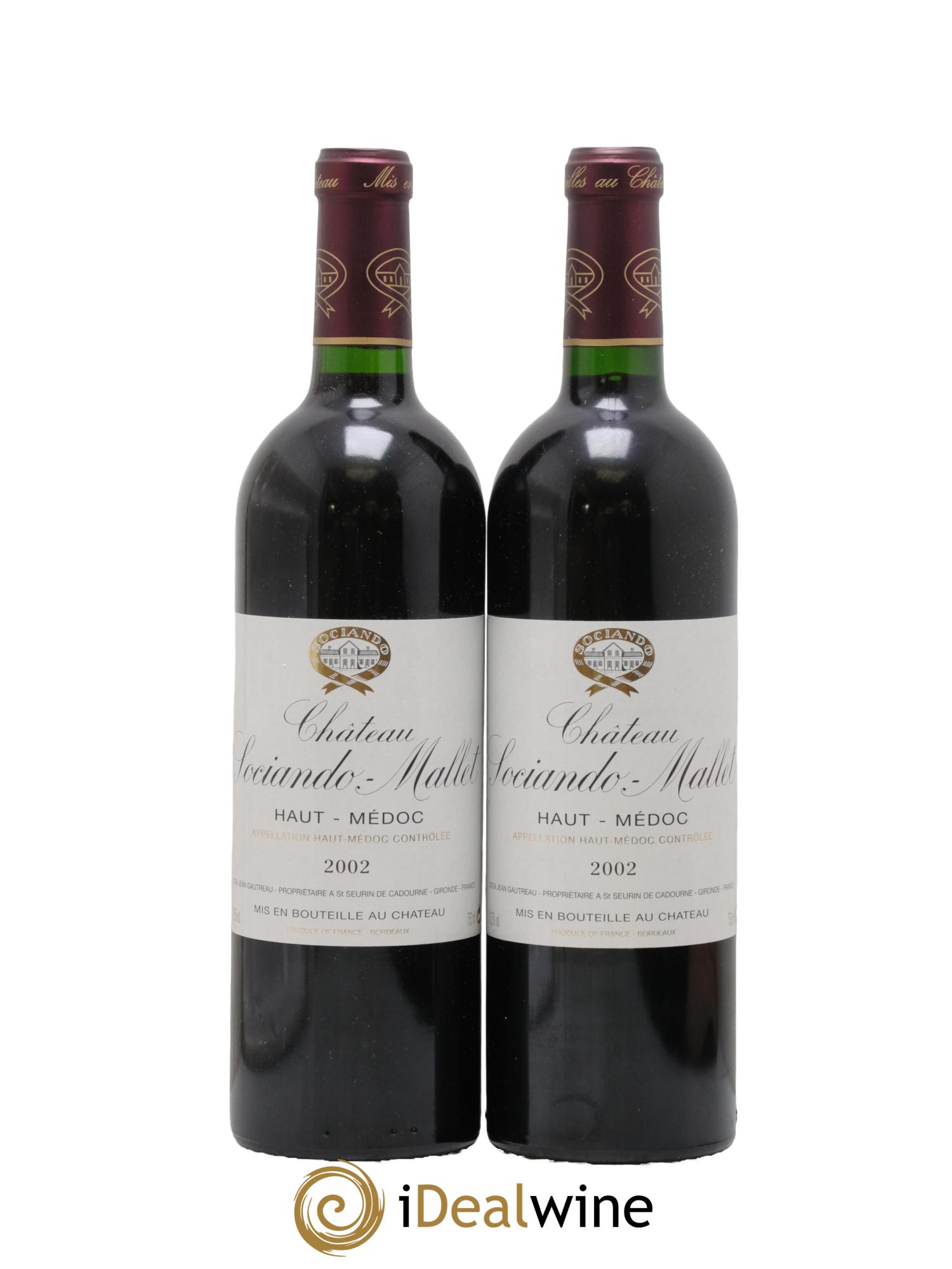 Château Sociando Mallet 2002 - Lot of 2 bottles - 0