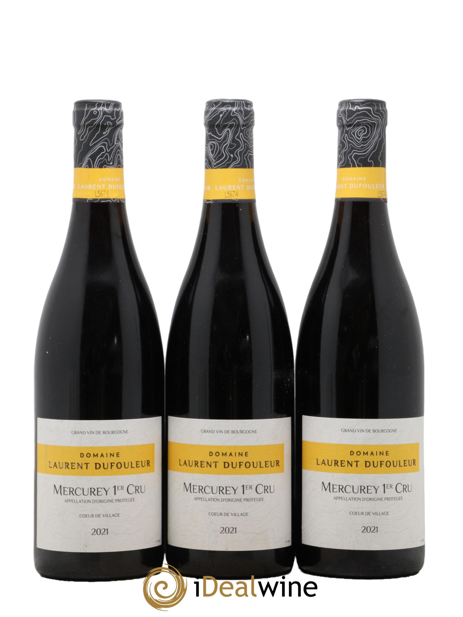Mercurey 1er Cru Cœur de Village Domaine Dufouleur 2021 - Lotto di 3 bottiglie - 0