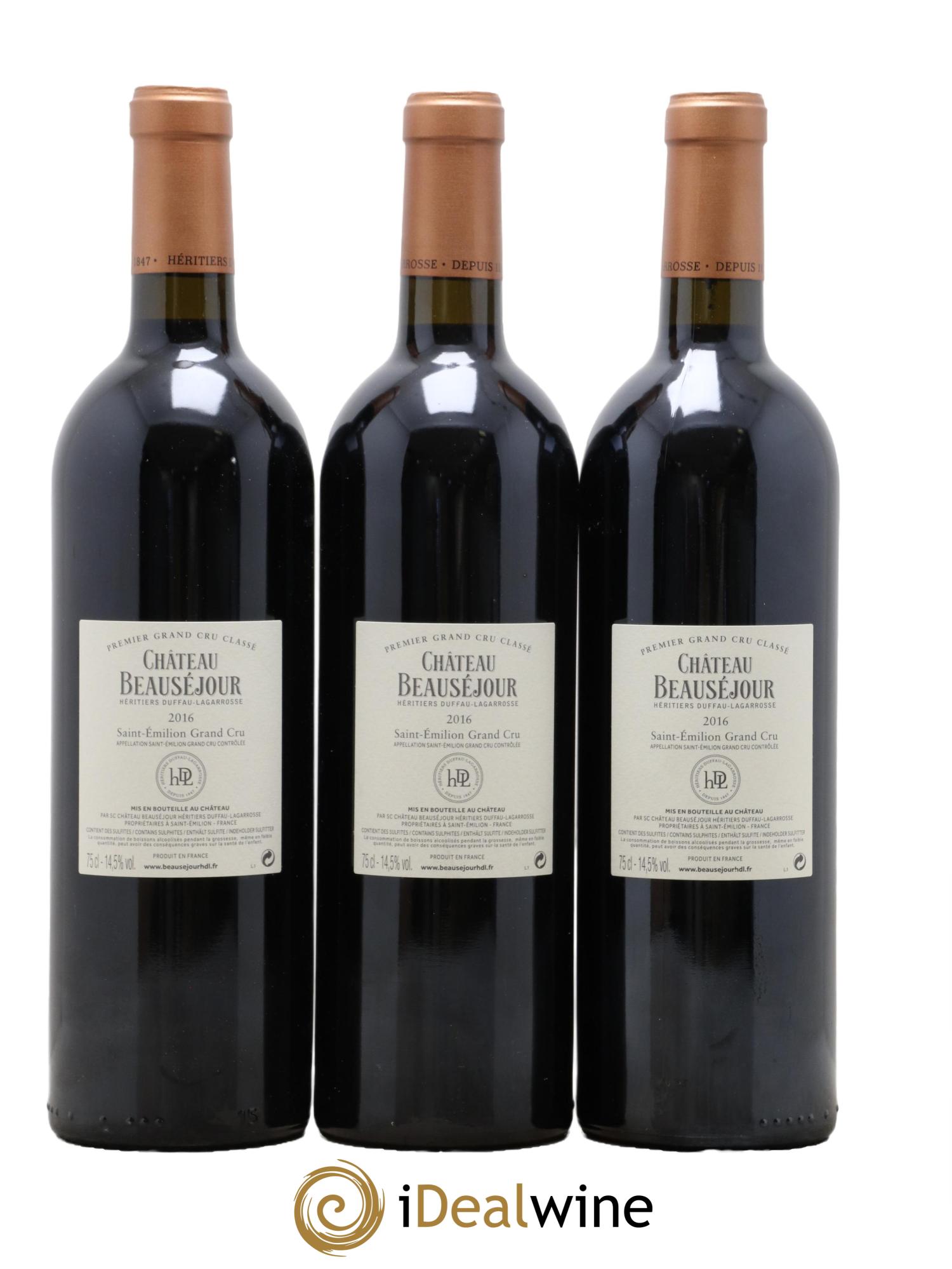 Château Beauséjour (Duffau-Lagarrosse) 1er Grand Cru Classé B  2016 - Posten von 6 Flaschen - 4