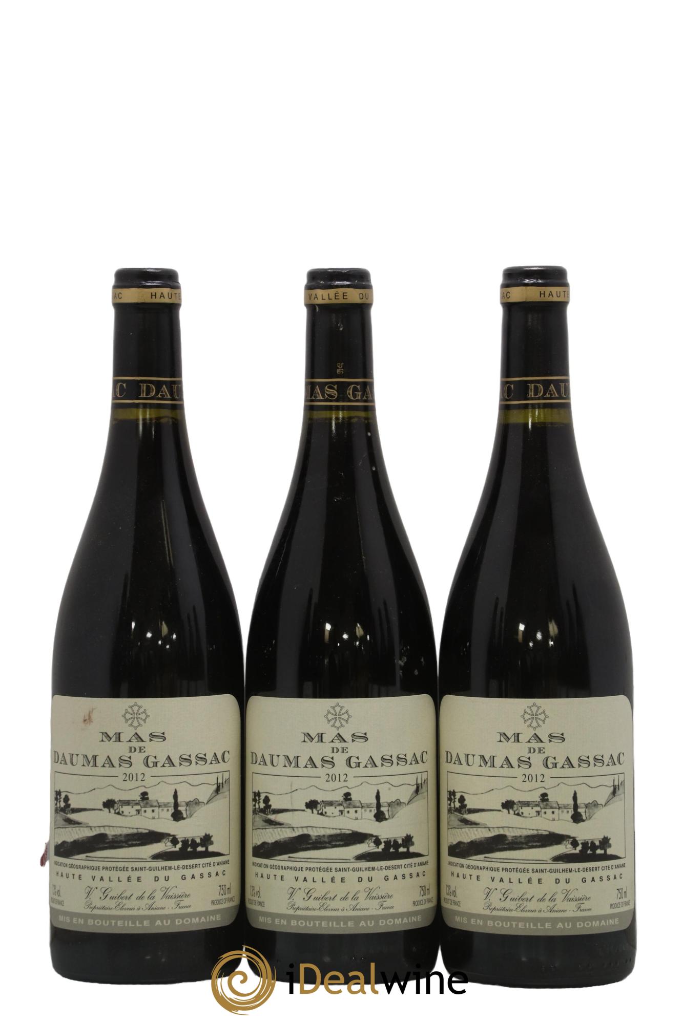 Saint-Guilhem-le-Désert - Cité d'Aniane Mas Daumas Gassac Famille Guibert de La Vaissière 2012 - Posten von 3 Flaschen - 0