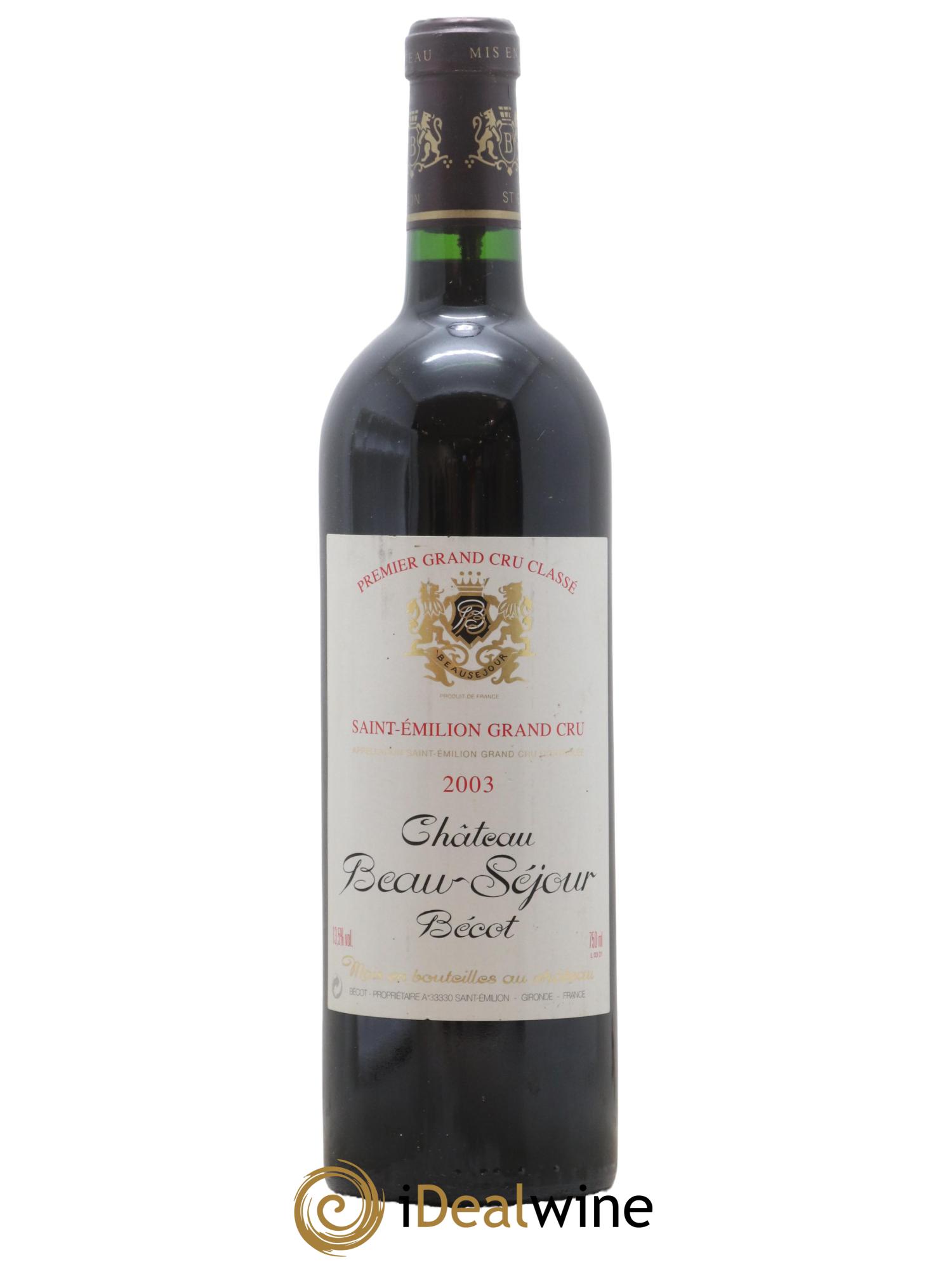 Château Beau-Séjour Bécot 1er Grand Cru Classé B 2003 - Lot de 1 bouteille - 0