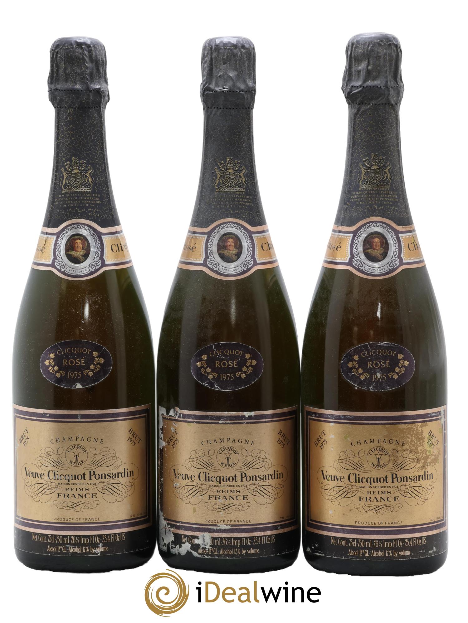 Rosé Brut Veuve Clicquot 1975 - Lot de 3 bouteilles - 0