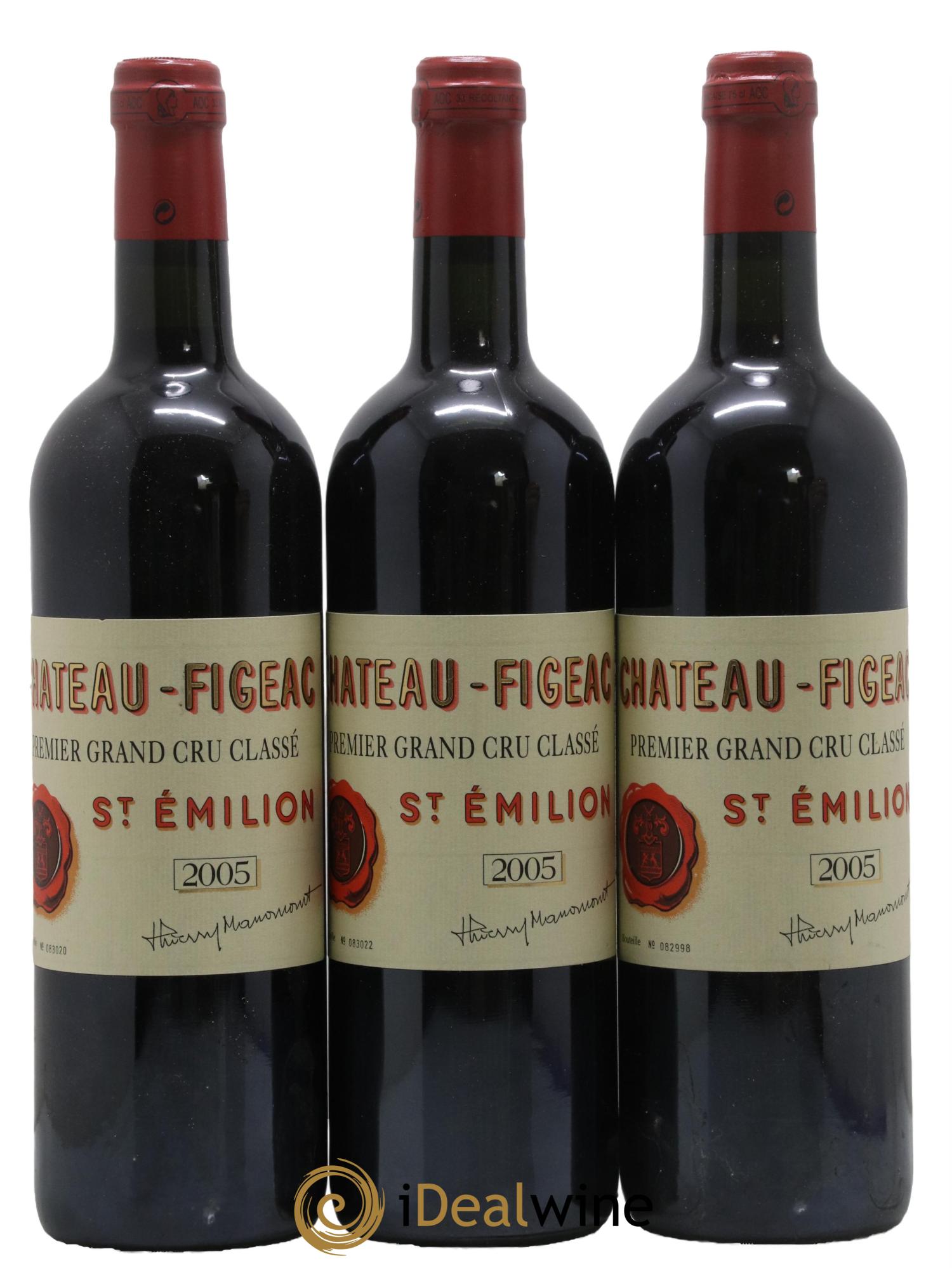 Château Figeac 1er Grand Cru Classé A 2005 - Lot de 3 bouteilles - 0