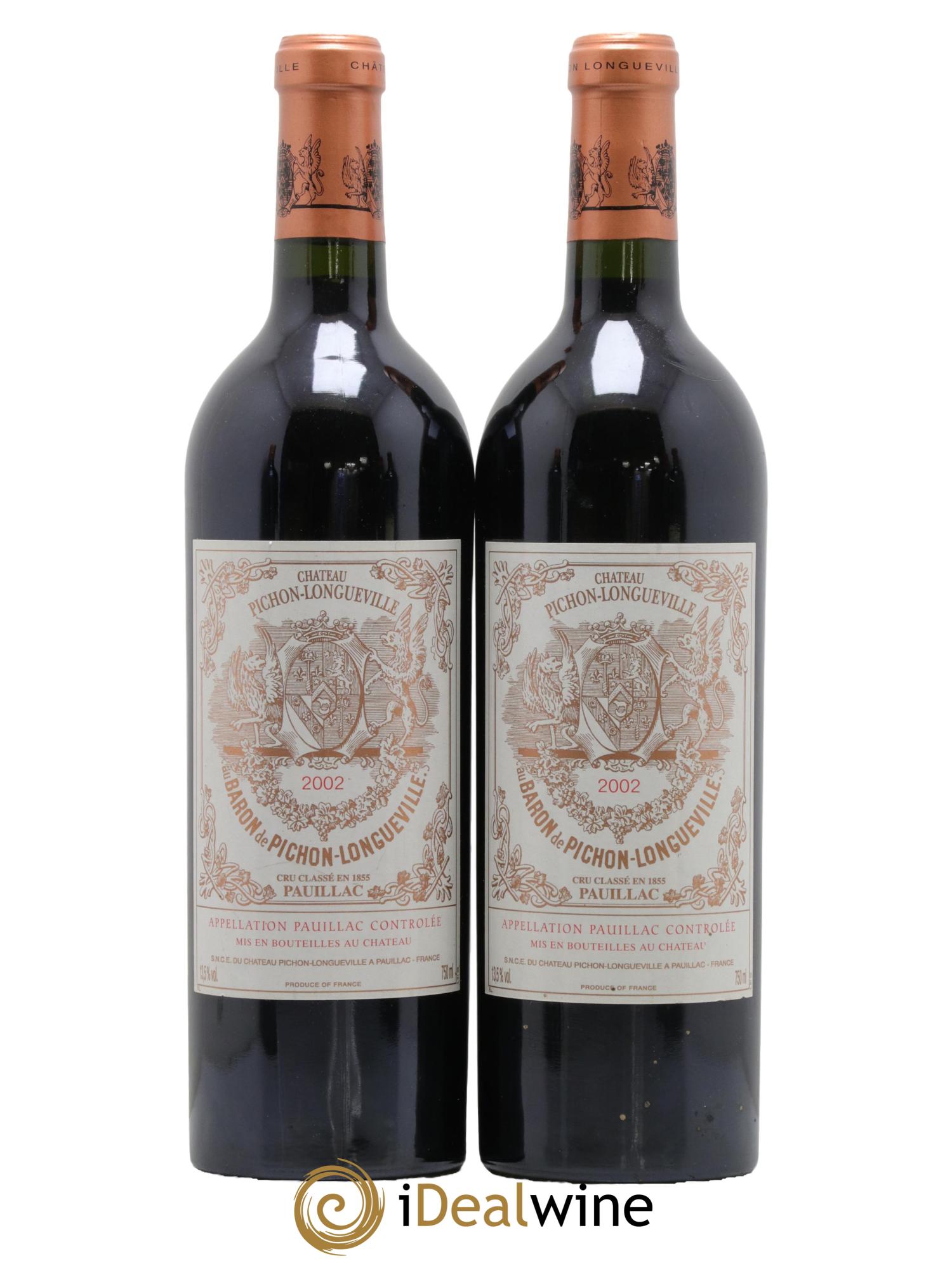 Pichon Longueville Baron 2ème Grand Cru Classé 2002 - Lot de 2 bouteilles - 0