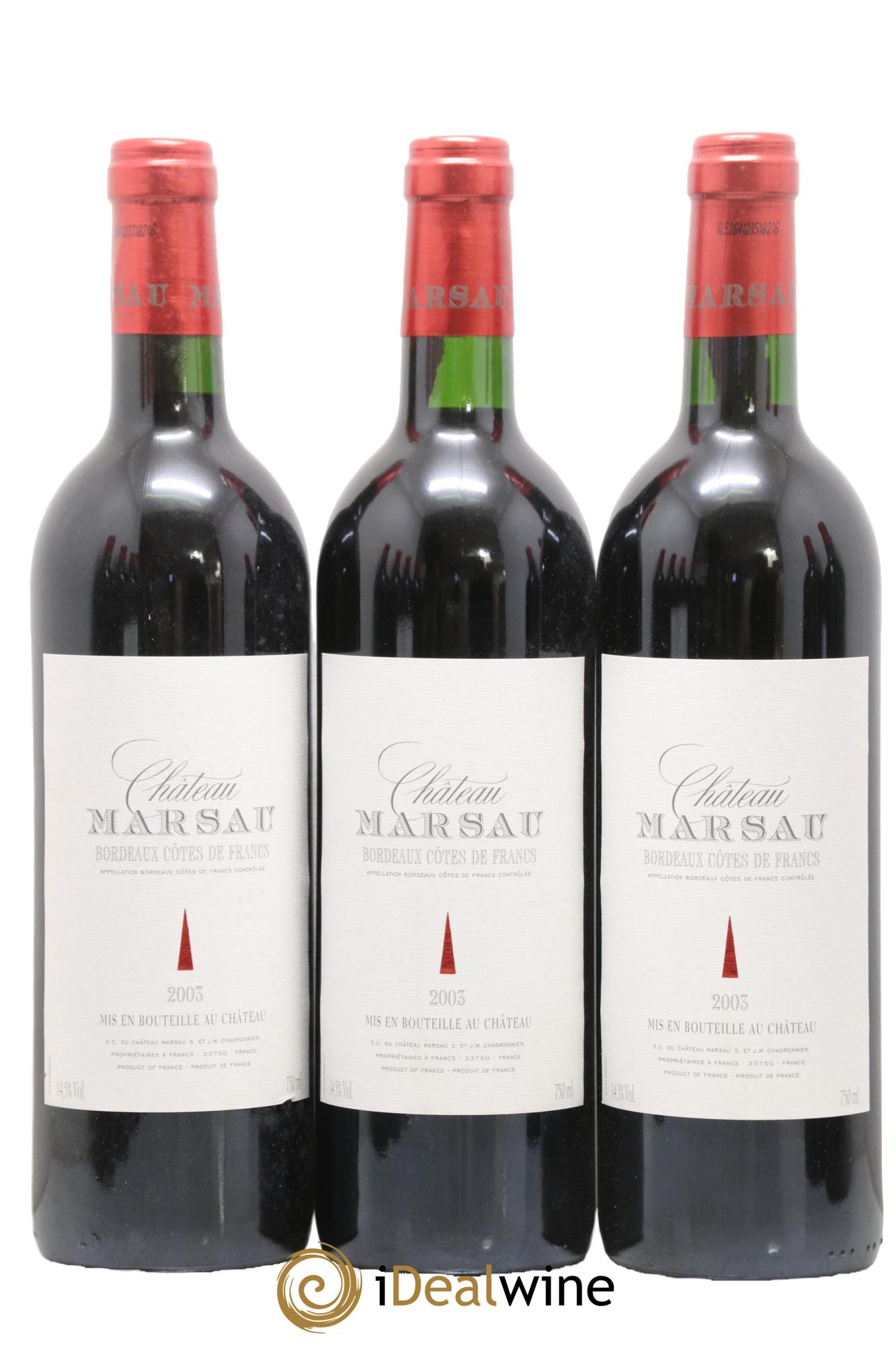 Côtes de Francs Château Marsau 2003 - Lotto di 12 bottiglie - 2