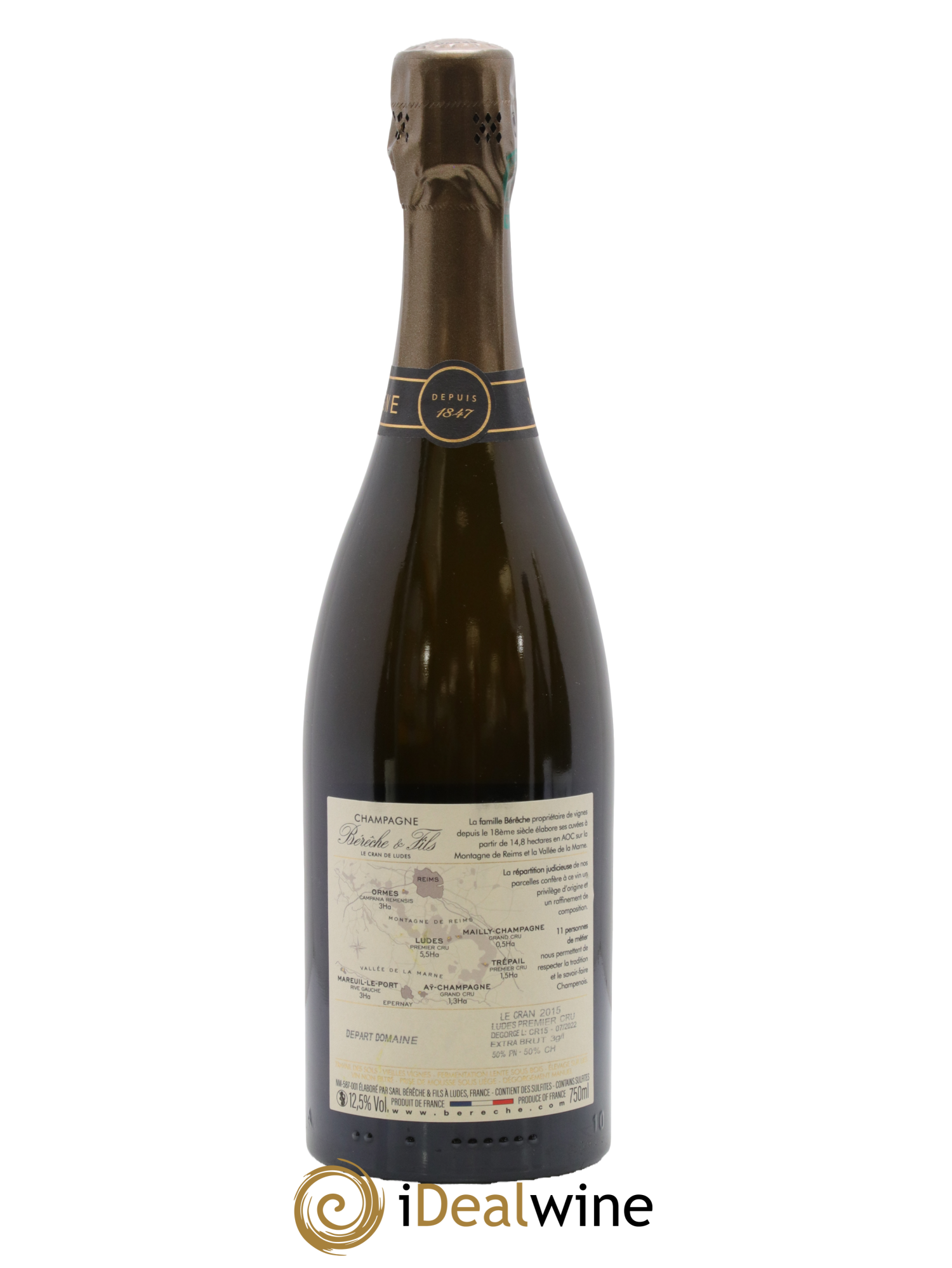 Ludes 1er Cru Le Cran Extra-Brut Bérêche et Fils 2015 - Lot de 1 bouteille - 1