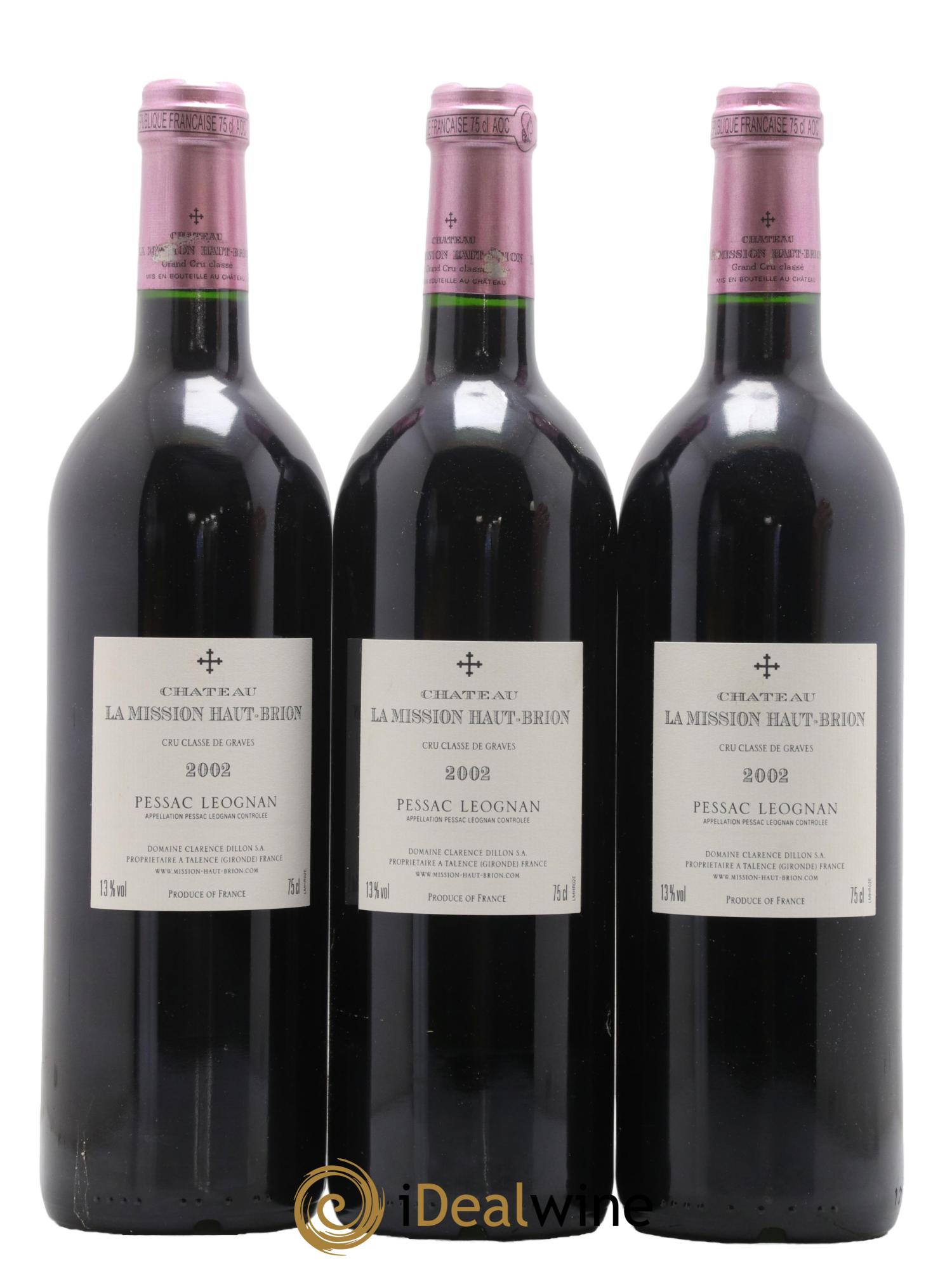 Château la Mission Haut-Brion Cru Classé de Graves 2002 - Lot of 3 bottles - 1