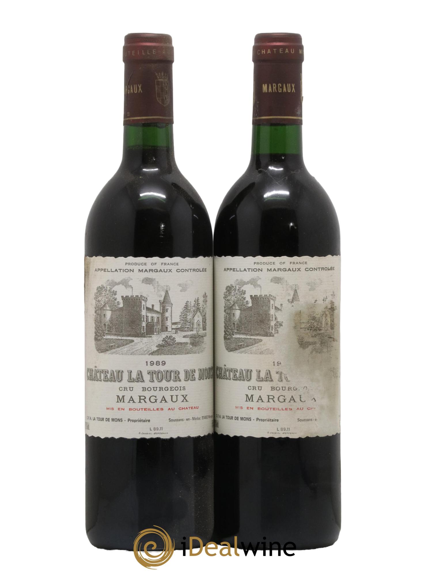 Château la Tour de Mons Cru Bourgeois 1989 - Lot de 2 bouteilles - 0