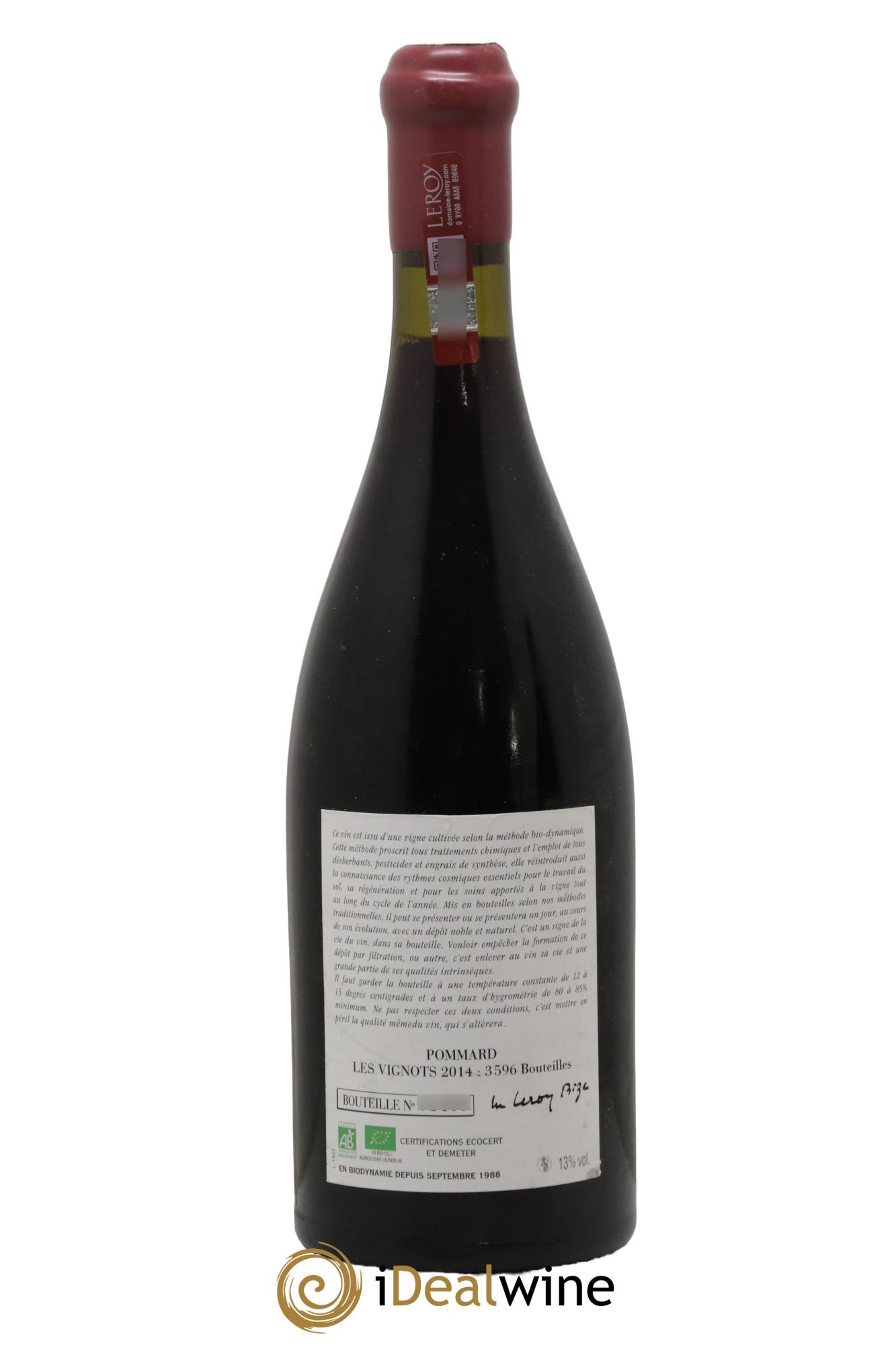 Pommard Les Vignots Leroy (Domaine) 2014 - Lotto di 1 bottiglia - 1
