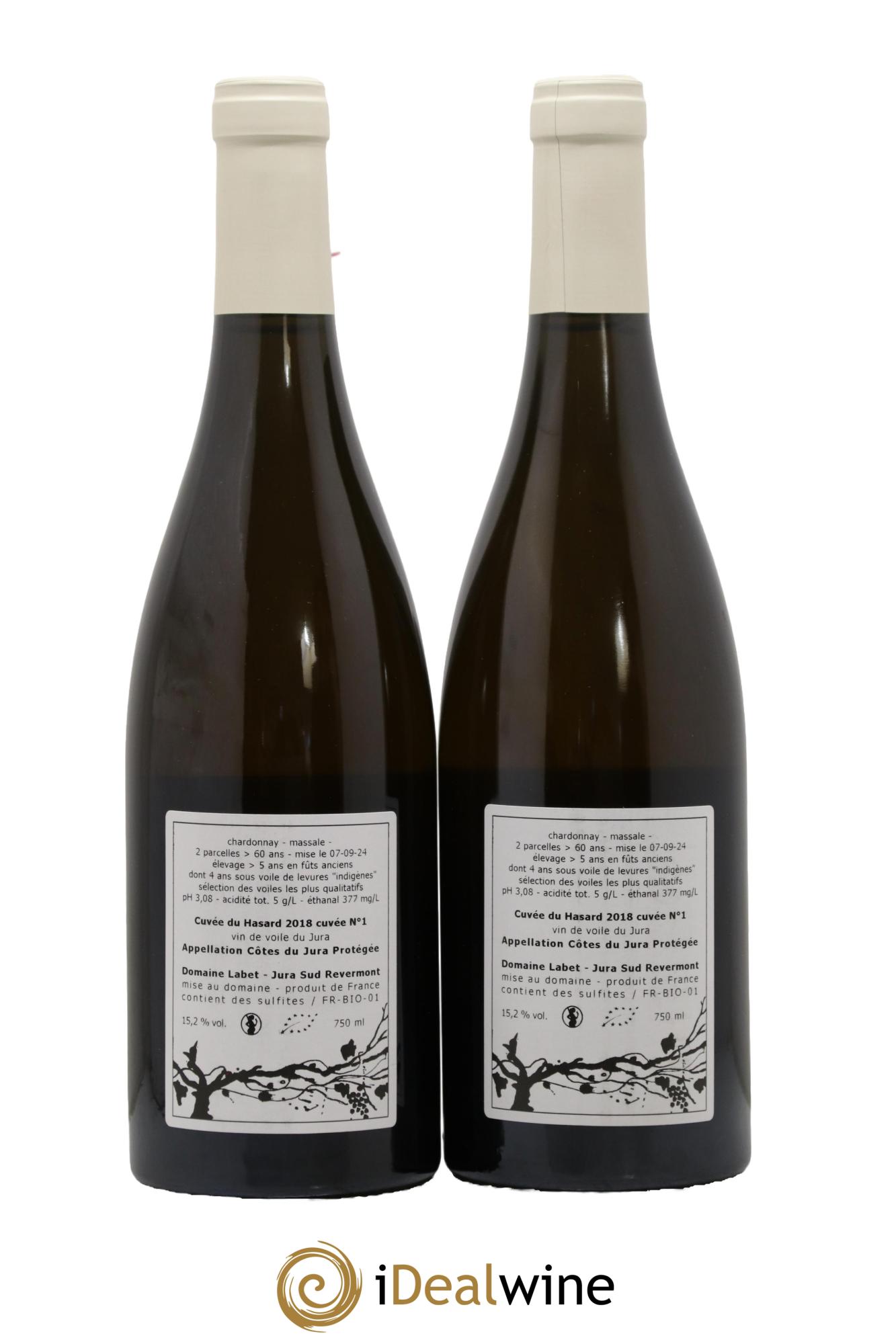 Côtes du Jura Vin de voile Chardonnay du Hasard Romain - Julien  - Charline Labet 2018 - Lotto di 2 bottiglie - 1