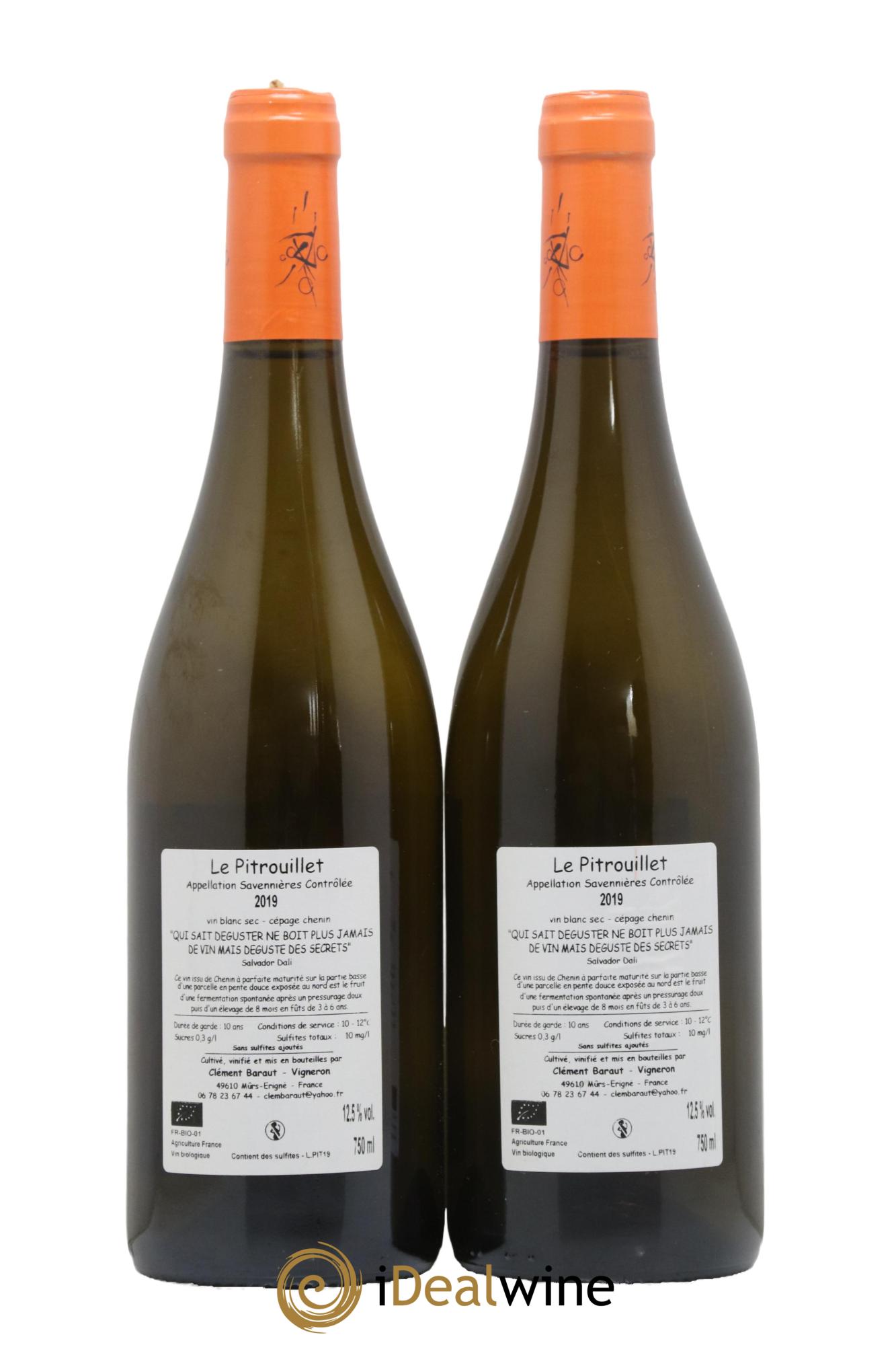 Savennières Le Pitrouillet Clement Baraut 2019 - Lot de 2 bouteilles - 1