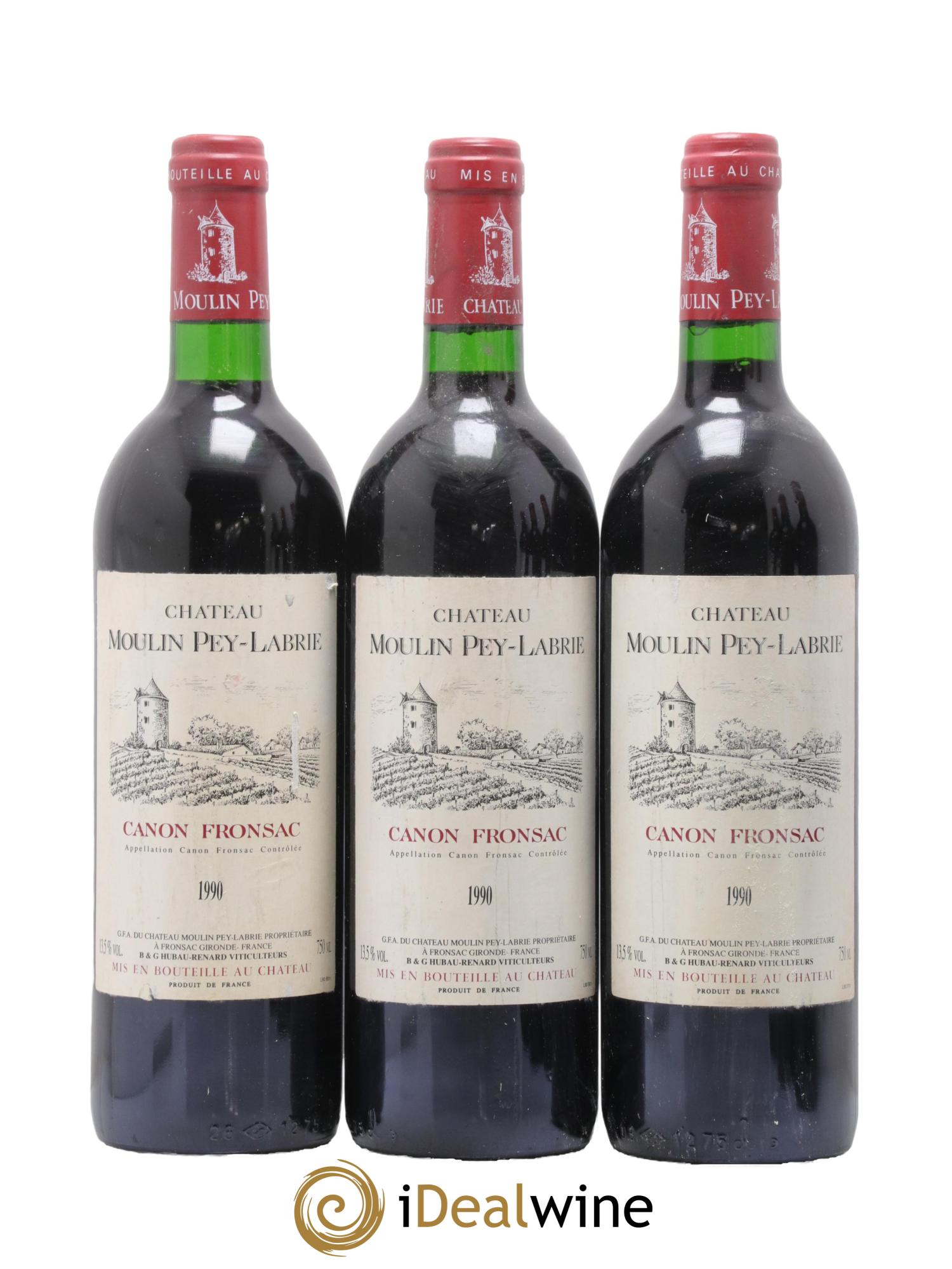 Canon-Fronsac Chateau Moulin Pey Labrie 1990 - Lot de 6 bouteilles - 1