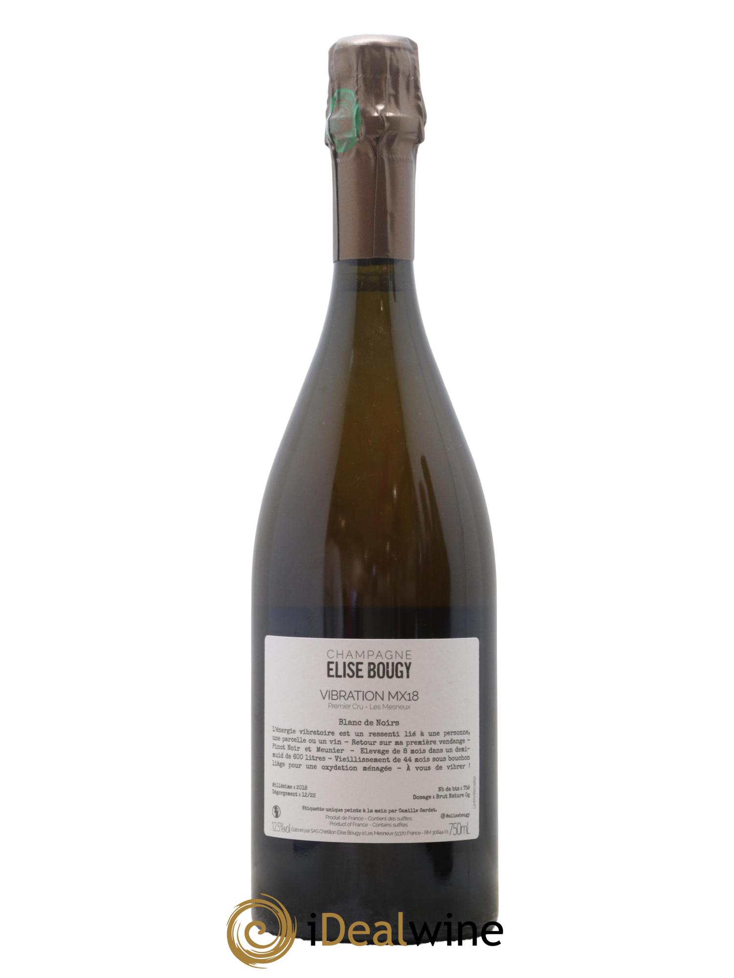 Champagne Brut Nature Blanc de Noirs 1er Cru MX18 Elise Bougy 2018 - Lot de 1 bouteille - 1