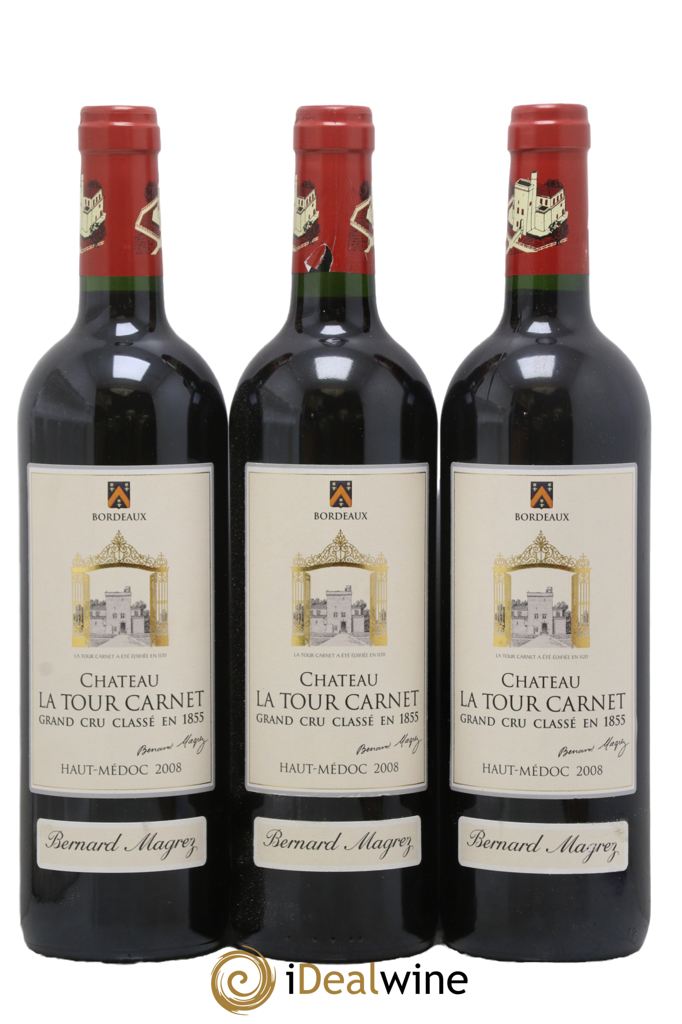 Château la Tour Carnet 4ème Grand Cru Classé 2008 - Lot de 3 bouteilles - 0