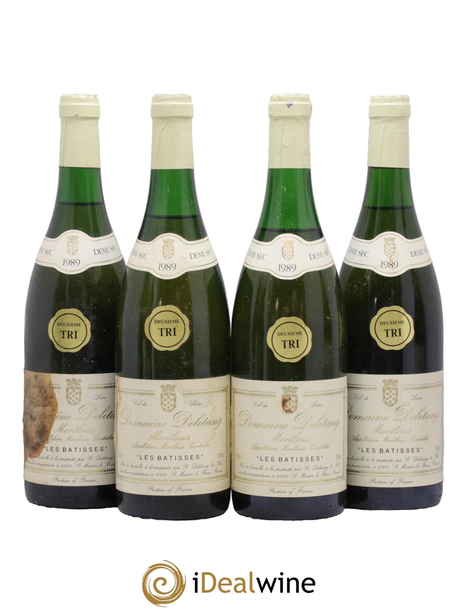 Montlouis-sur-Loire Les Batisses 2ème Tri Demi-Sec Domaine Deletang 1989 - Lot de 4 bouteilles - 0