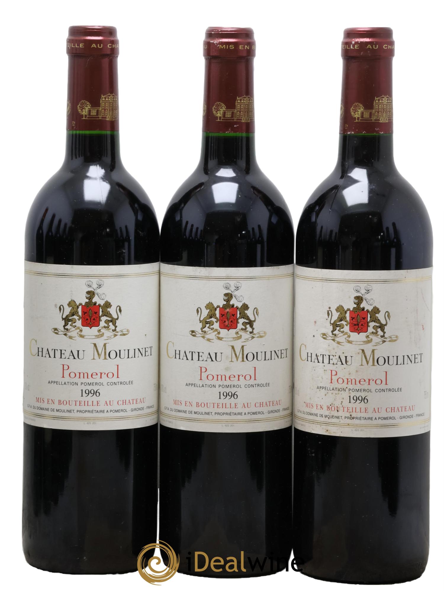 Château Moulinet 1996 - Lotto di 3 bottiglie - 0