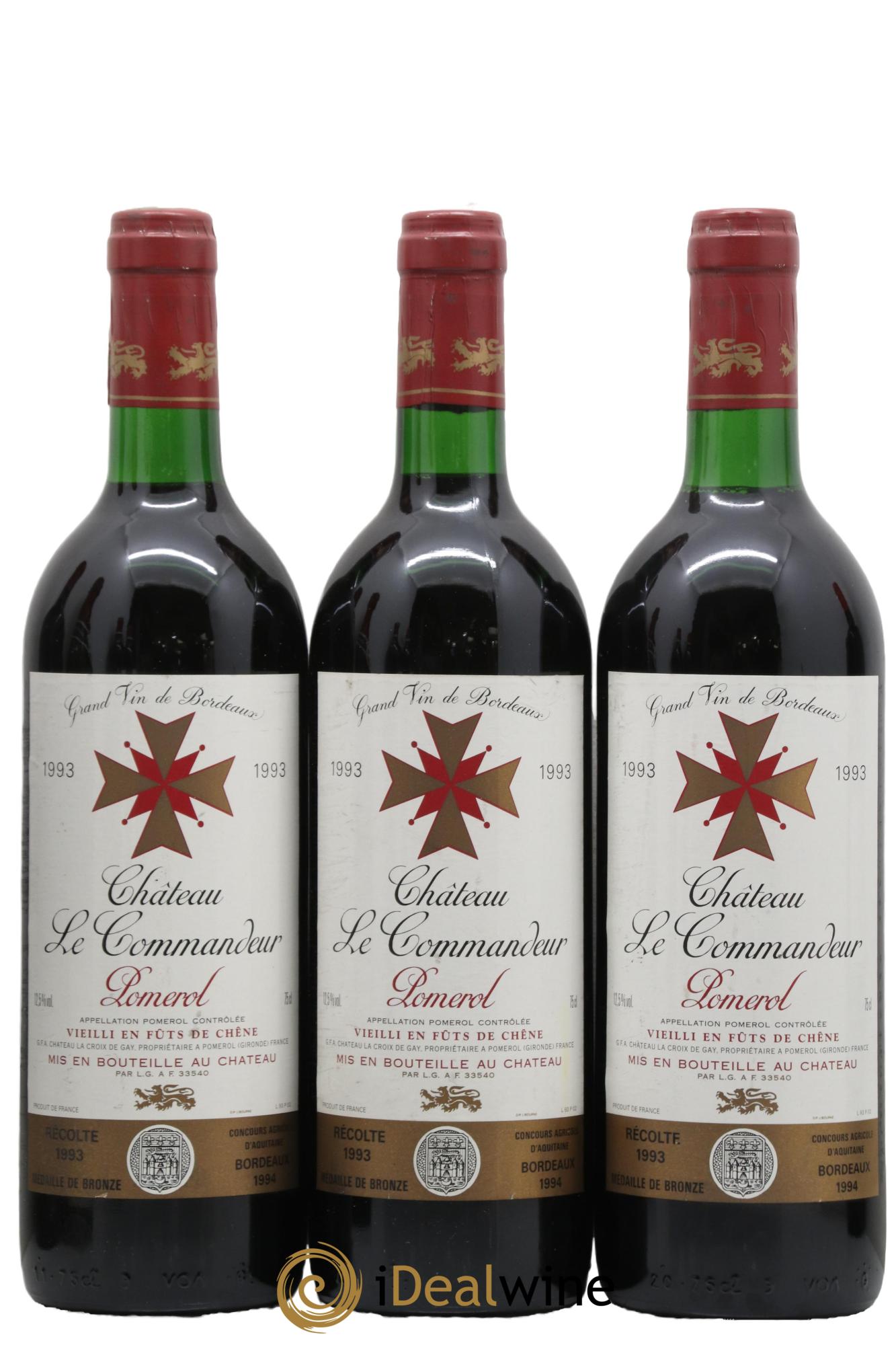 Pomerol Château Le Commandeur 1993 - Lot de 3 bouteilles - 0