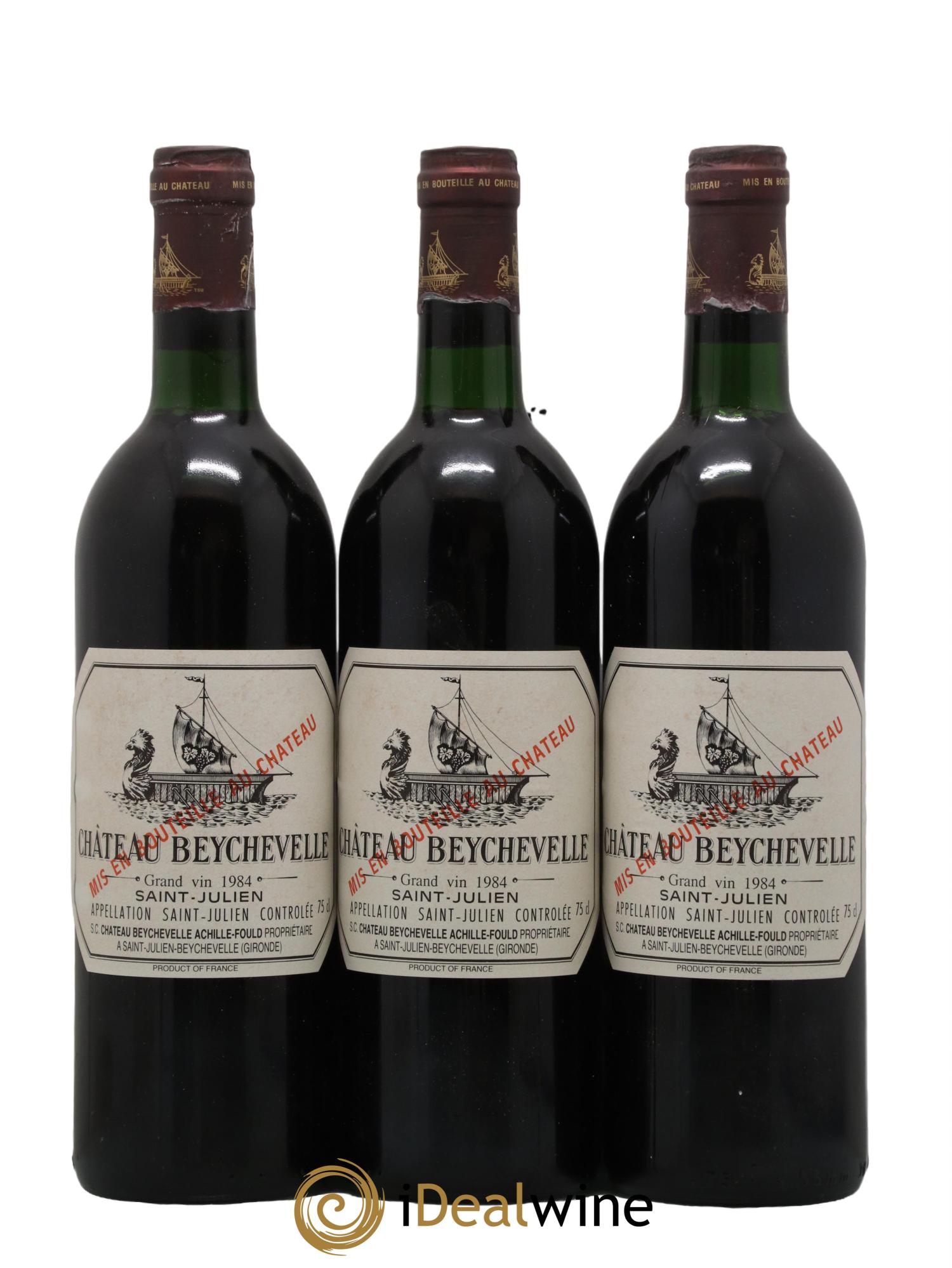 Château Beychevelle 4ème Grand Cru Classé 1984 - Lot de 3 bouteilles - 0