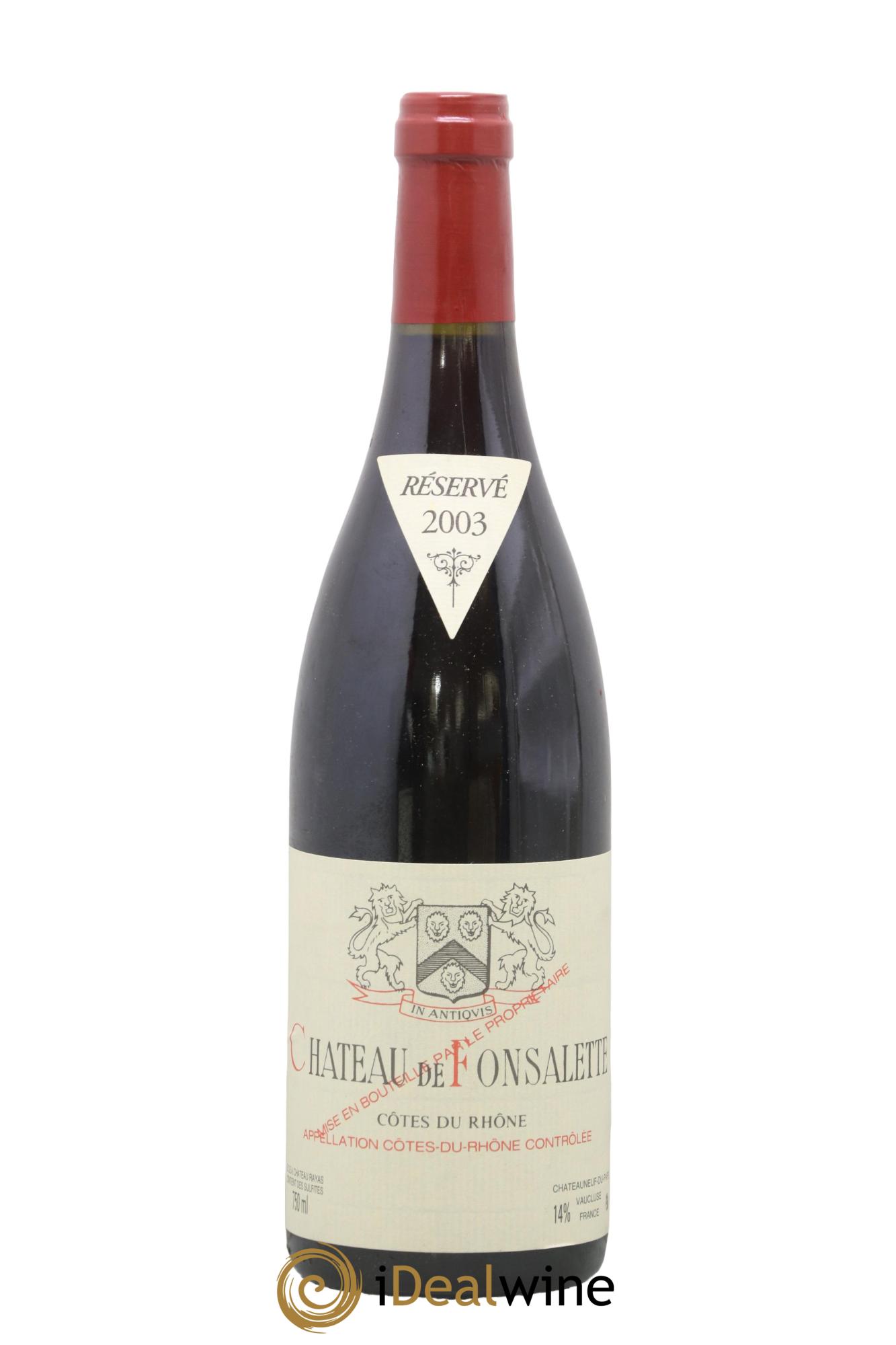 Côtes-du-Rhône Château de Fonsalette Emmanuel Reynaud 2003 - Lot de 1 bouteille - 0
