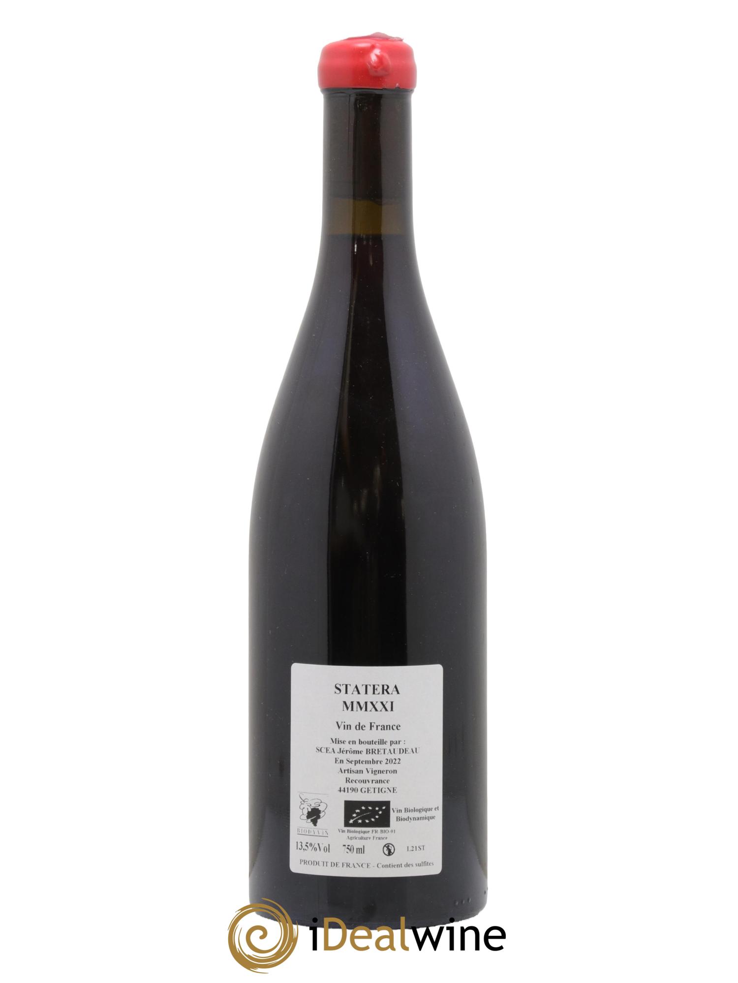 Vin de France Statera Jérôme Bretaudeau - Domaine de Bellevue 2021 - Lot de 1 bouteille - 1