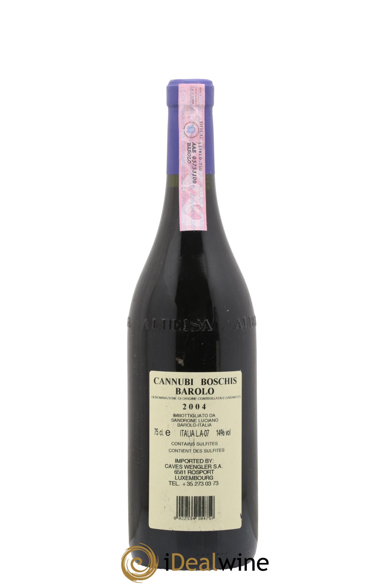 Barolo DOCG Aleste (anciennement Cannubi Boschis) Luciano Sandrone 2004 - Lot of 1 bottle - 1