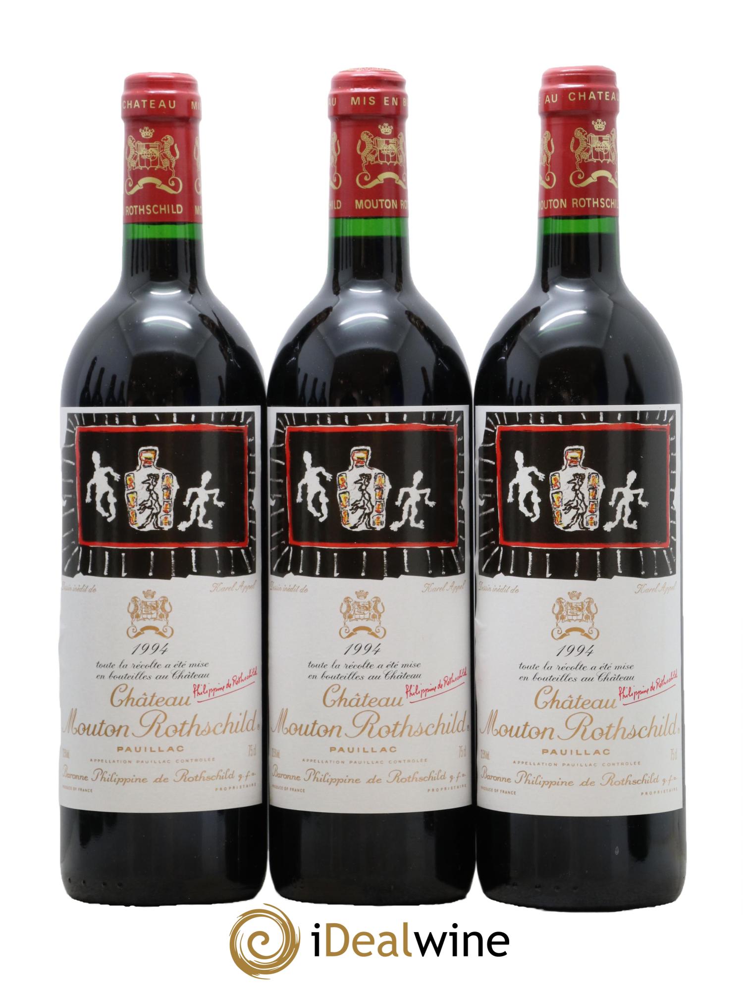 Château Mouton Rothschild 1er Grand Cru Classé 1994 - Lot de 3 bouteilles - 0