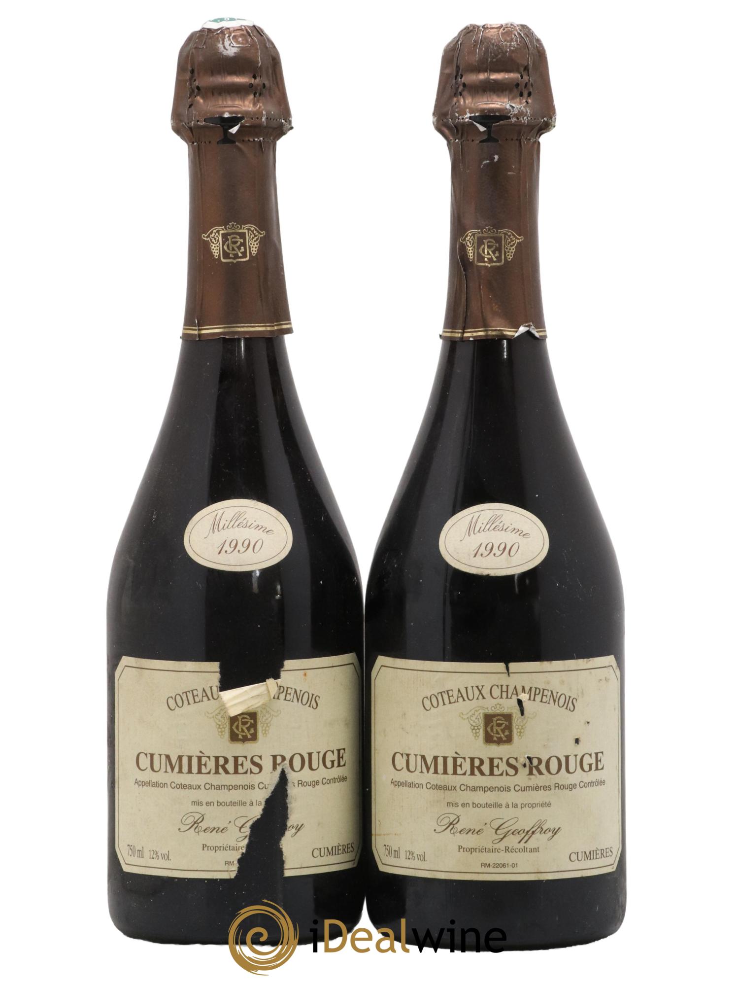 Coteaux Champenois Cumieres Domaine Rene Geoffroy 1990 - Lot de 2 bouteilles - 0
