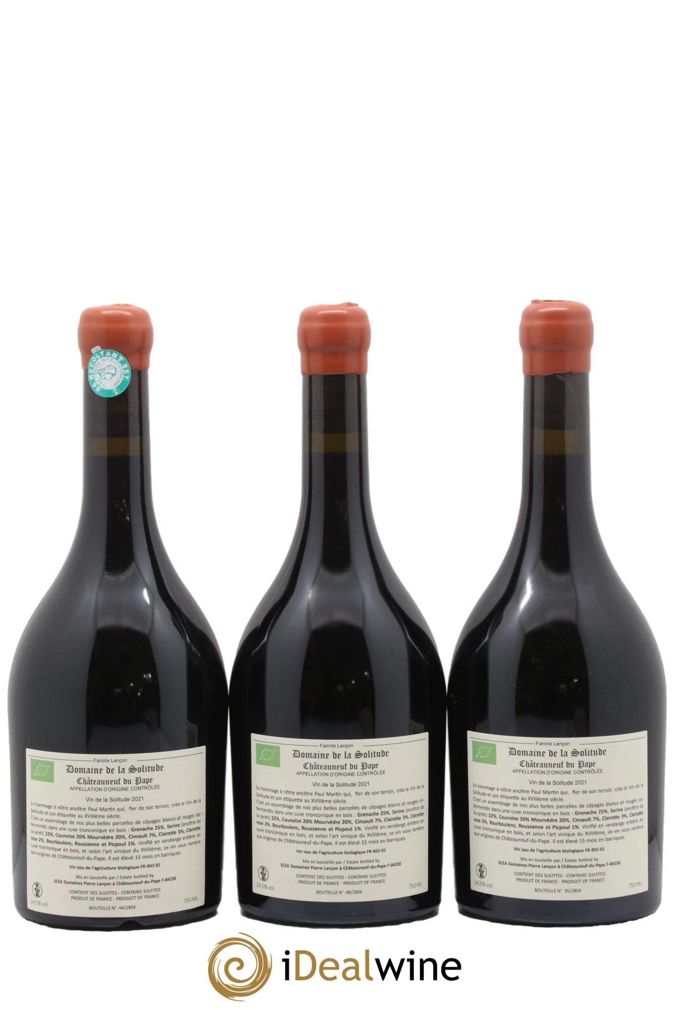 Châteauneuf-du-Pape Vin de la Solitude Domaine de la Solitude 2021 - Lotto di 3 bottiglie - 1