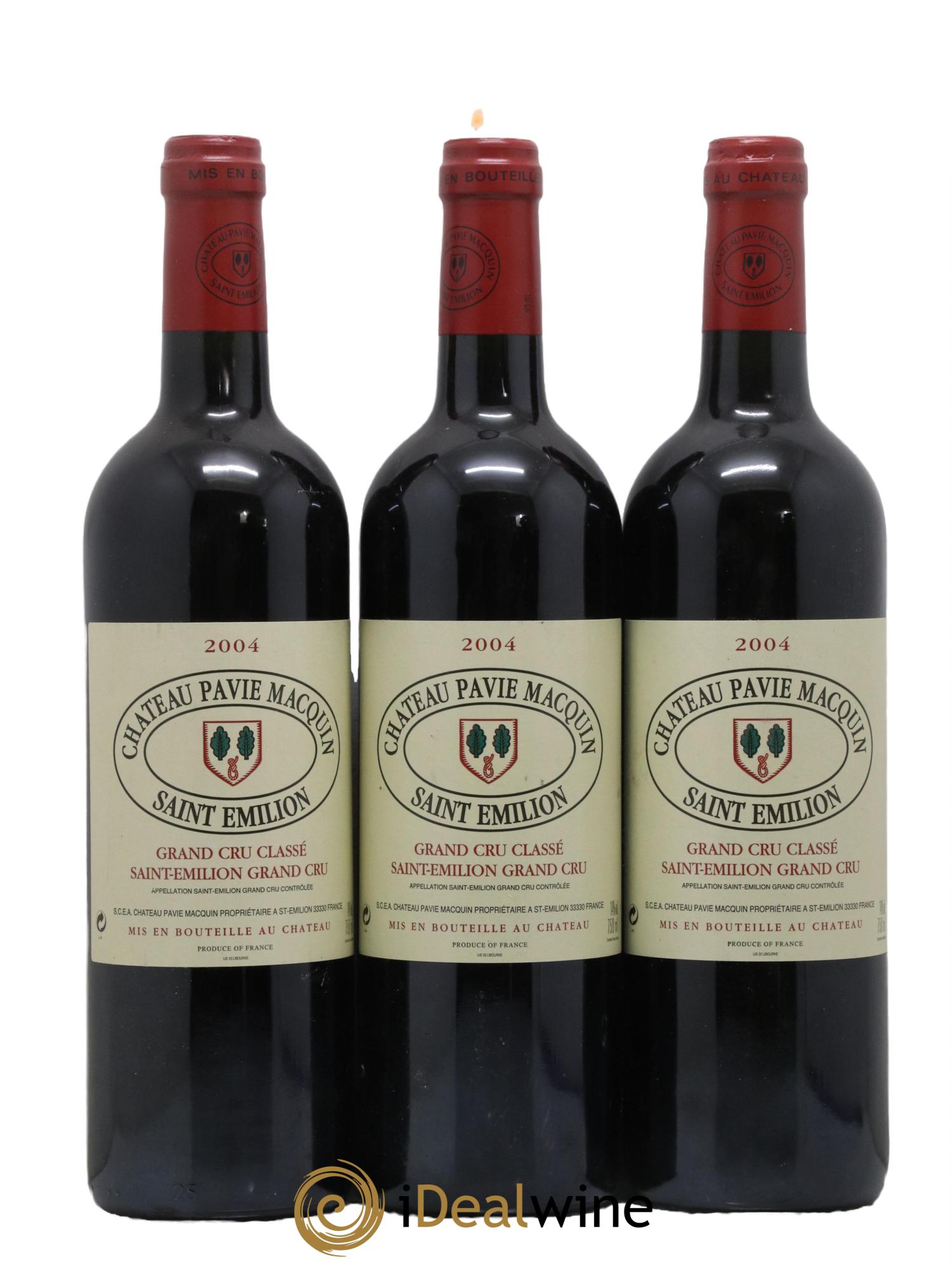 Château Pavie Macquin 1er Grand Cru Classé B 2004 - Lot de 3 bouteilles - 0
