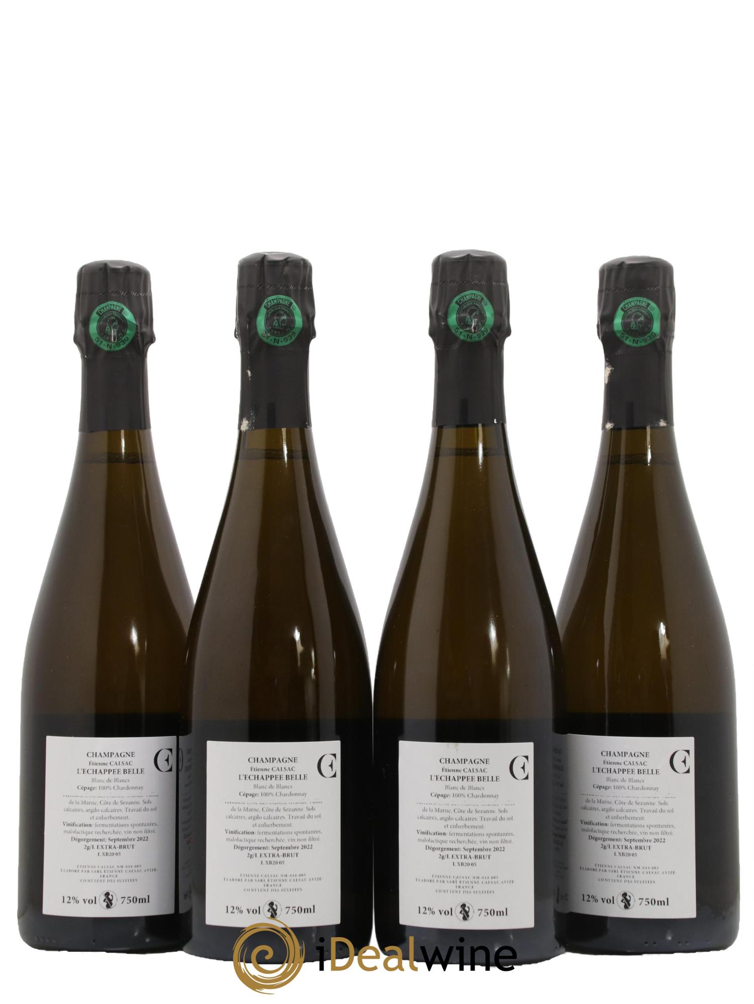 L'Echappée Belle Blanc de Blancs Extra-Brut Etienne Calsac - Lot of 4 bottles - 1