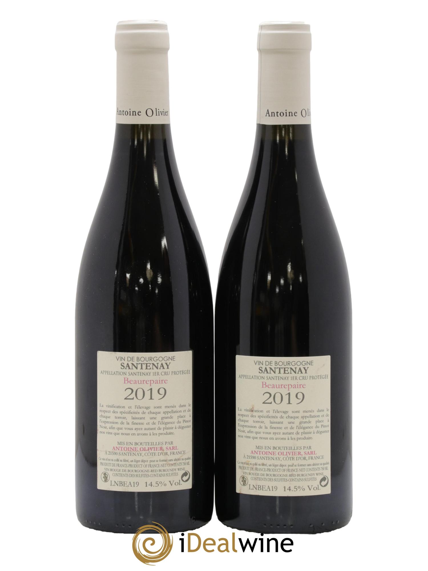 Santenay 1er Cru Beaurepaire Olivier Antoine 2019 - Lot de 2 bouteilles - 1
