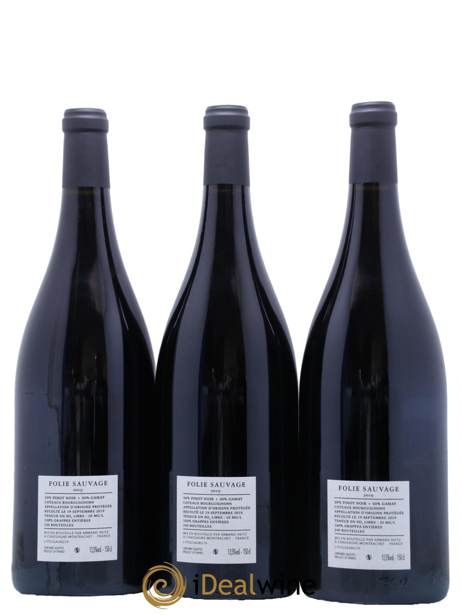 Coteaux Bourguignons Folie Sauvage Domaine Armand Heitz 2019 - Lot de 3 magnums - 1