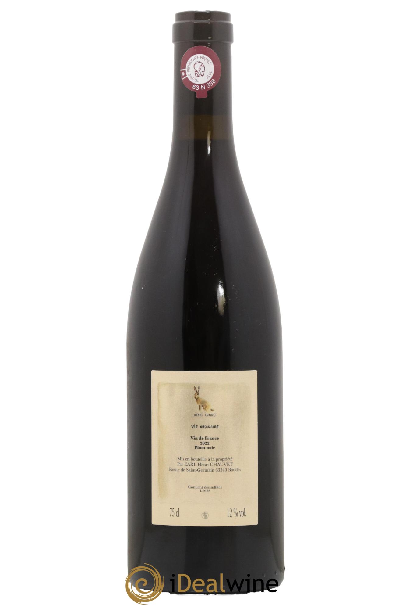 Vin de France Vie Ordinaire Henri Chauvet 2022 - Lot de 1 bouteille - 1