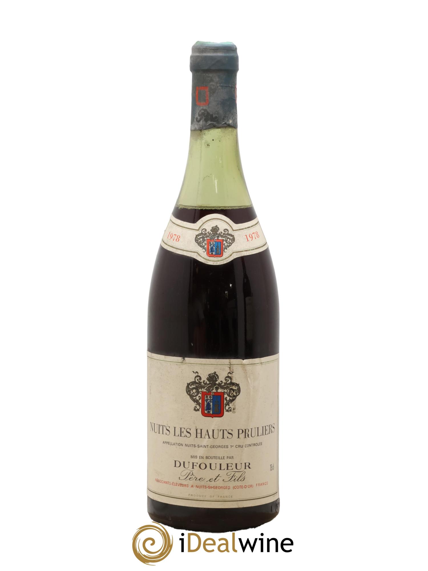 Nuits-Saint-Georges 1er Cru Les Hauts Pruliers Dufouleur Père Et Fils 1978 - Lot de 1 bouteille - 0