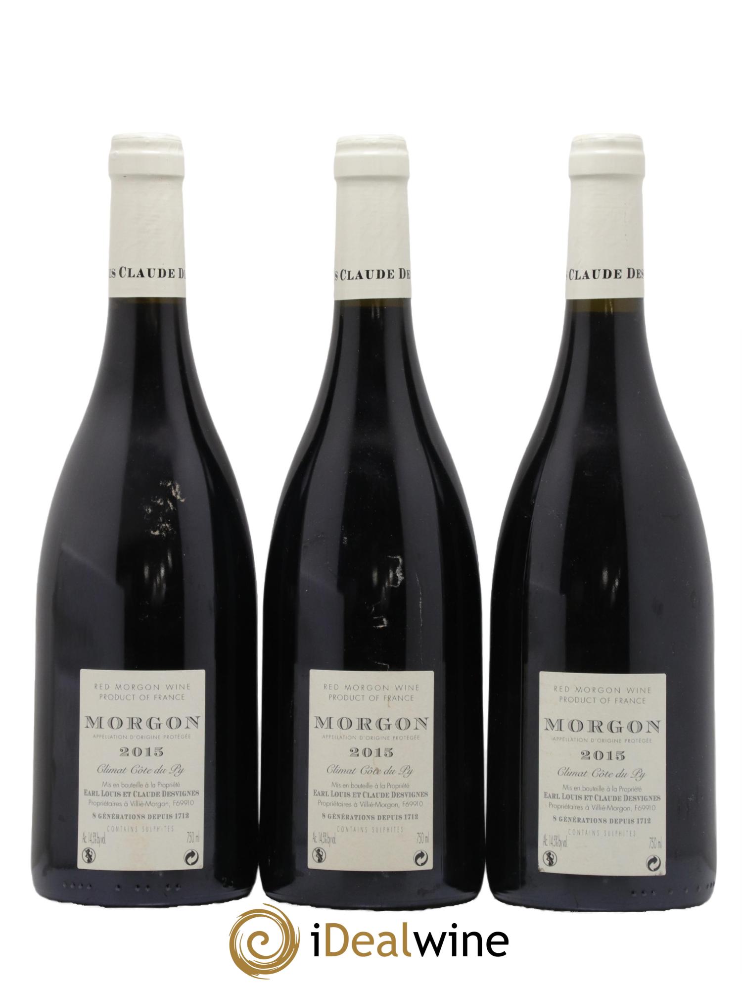 Morgon Côte de Py Javernières Louis-Claude Desvignes 2015 - Lot de 3 bouteilles - 1