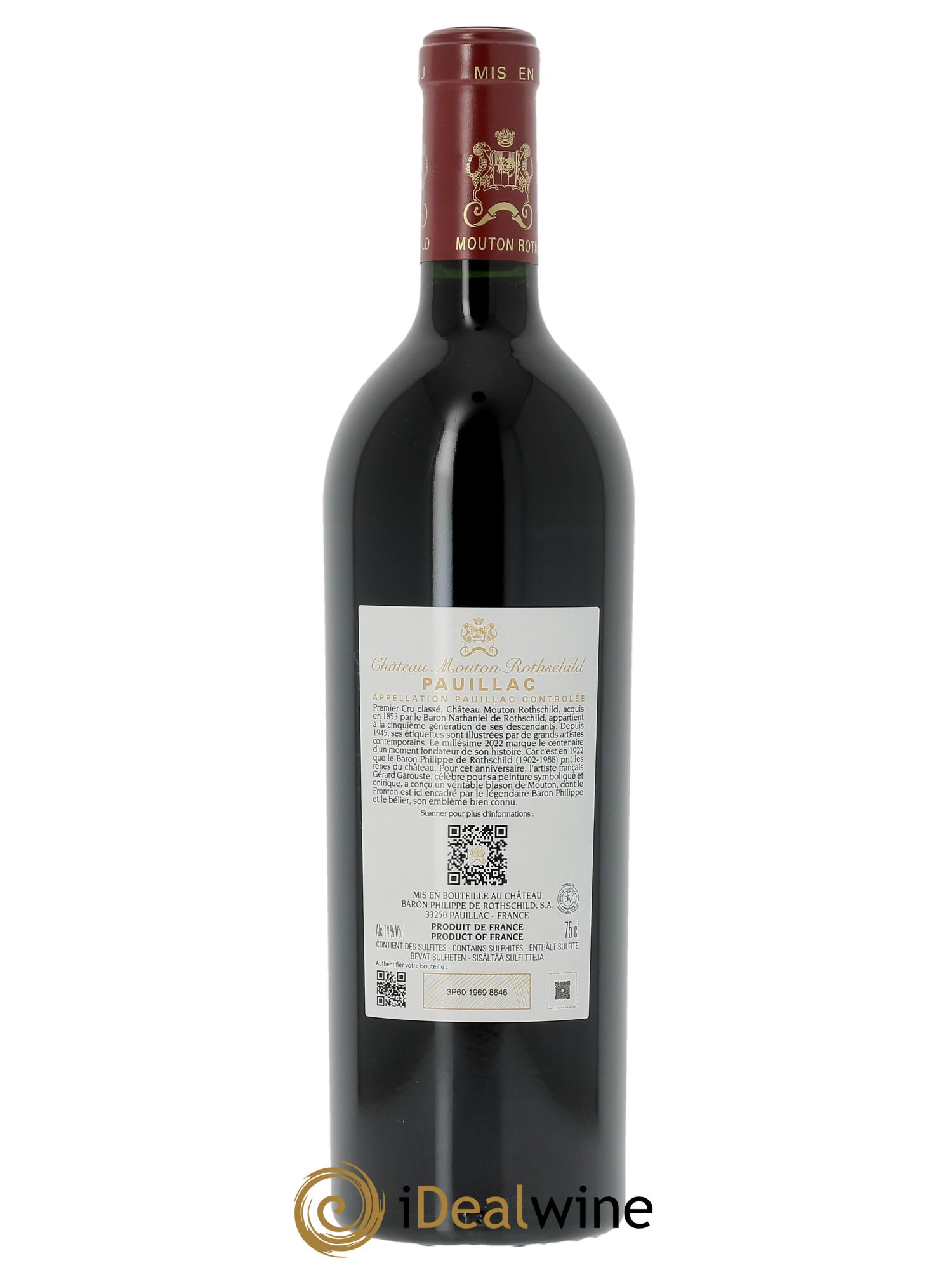 Château Mouton Rothschild 1er Grand Cru Classé (CBO à partir de 6 bts) 2022 - Lot de 1 bouteille - 1