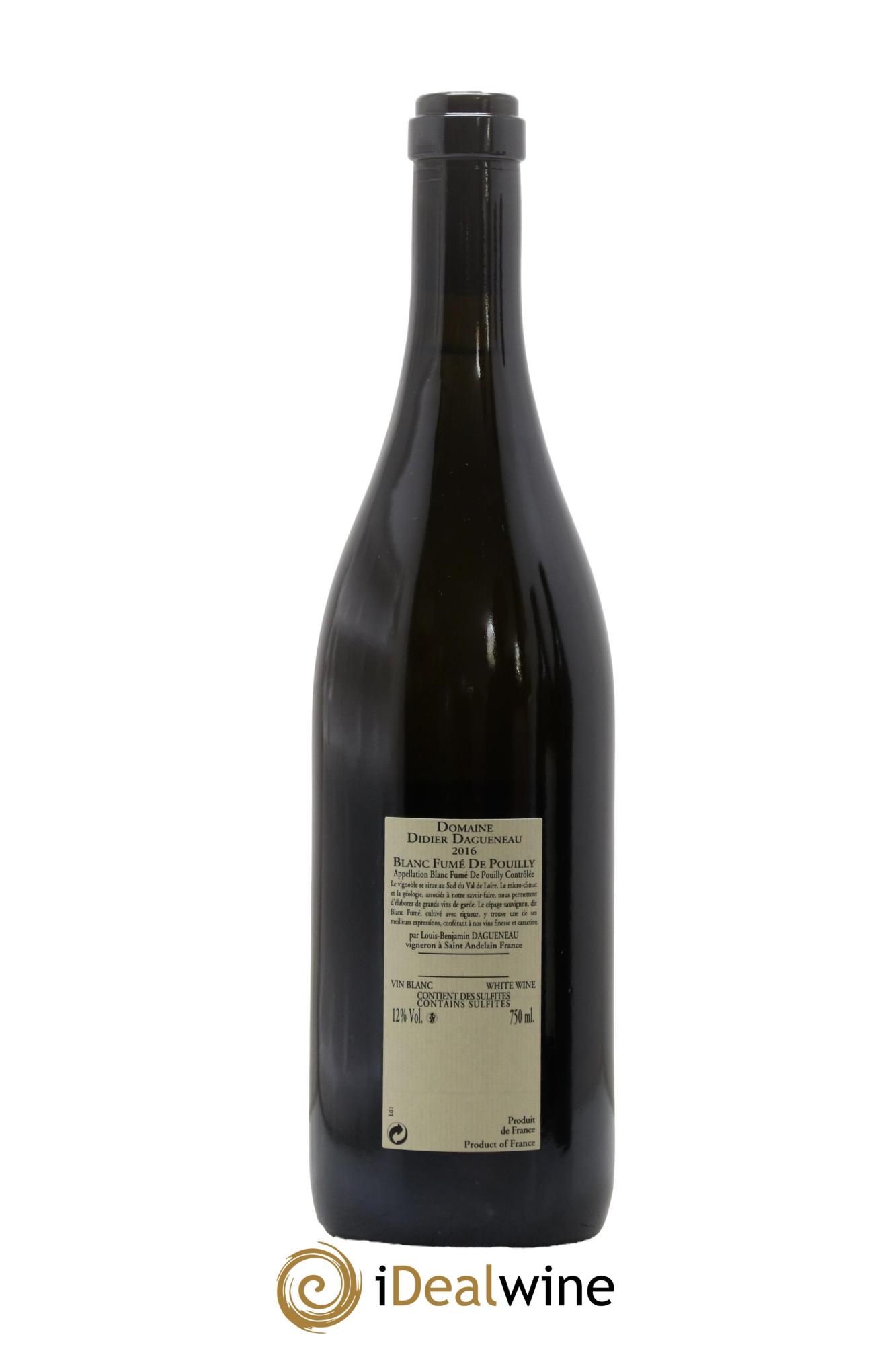 Pouilly-Fumé Blanc Fumé de Pouilly Dagueneau (Domaine Didier - Louis-Benjamin) 2016 - Lot de 1 bouteille - 1