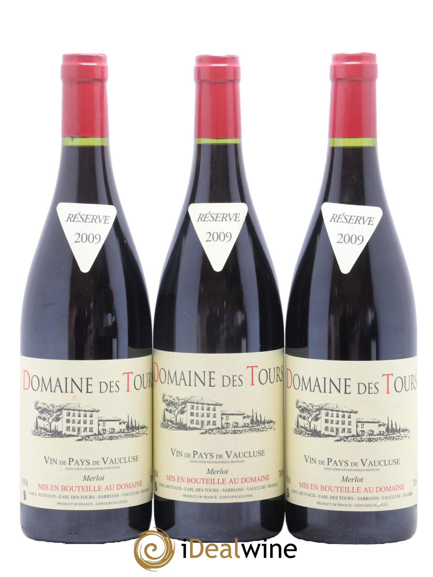 Vaucluse Domaine des Tours Merlot Emmanuel Reynaud 2009 - Lot de 3 bouteilles - 0