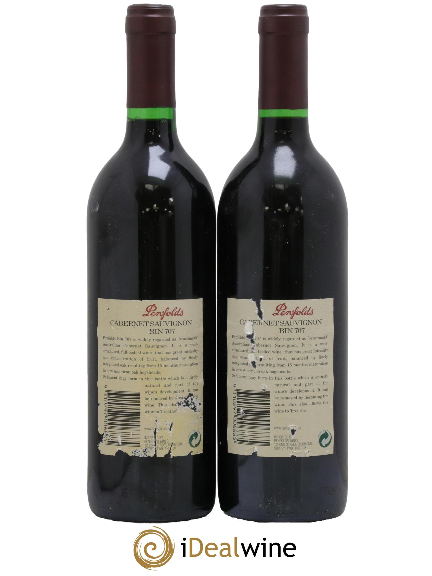 South Australia Penfolds Wines Bin 707 Cabernet Sauvignon 1996 - Lot of 2 bottles - 1