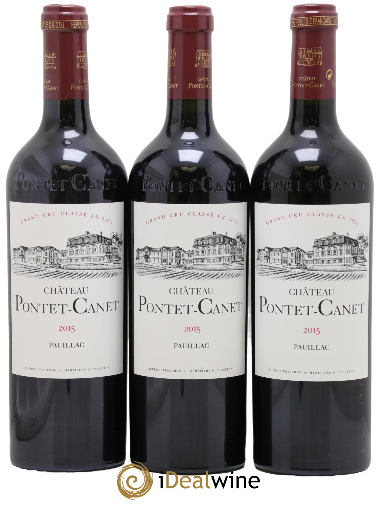 Château Pontet Canet 5ème Grand Cru Classé 2015 - Lot de 3 bouteilles - 0