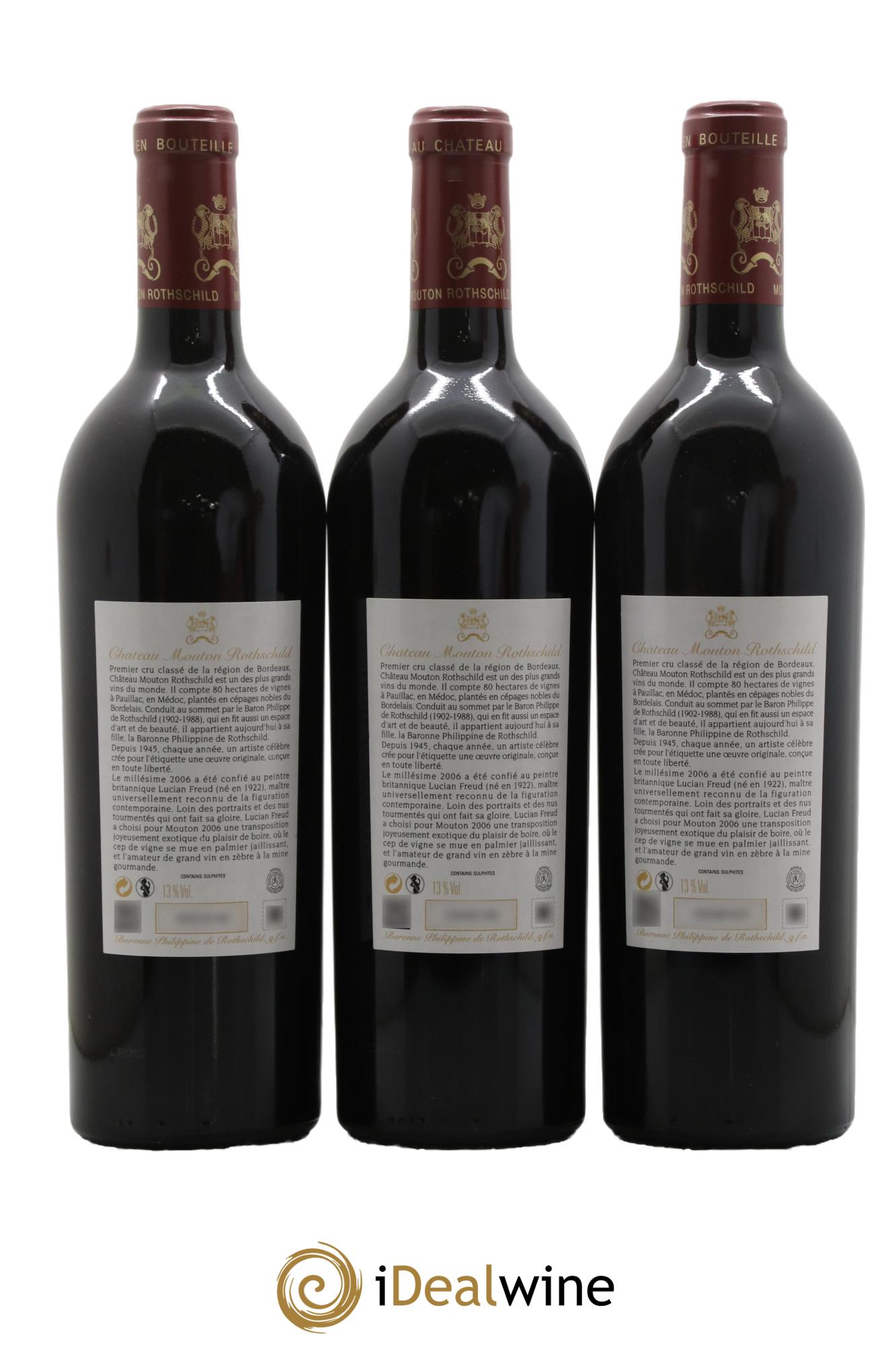 Château Mouton Rothschild 1er Grand Cru Classé 2006 - Lot de 3 bouteilles - 1