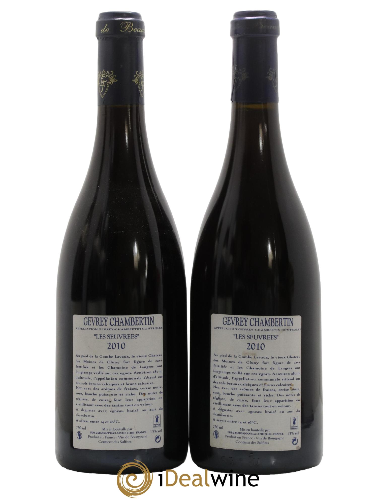 Gevrey-Chambertin Les Seuvrees Domaine Fougeray de Beauclair 2010 - Lot de 2 bouteilles - 1