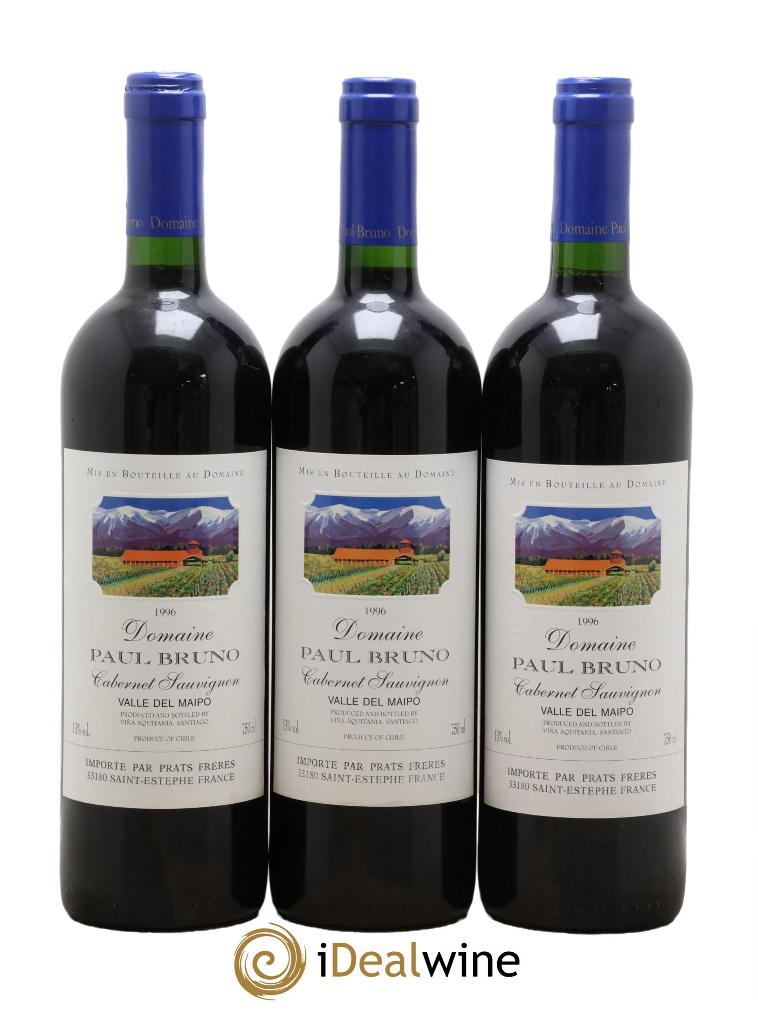 Maipo Domaine Paul Bruno Cabernet Sauvignon 1996 - Lot of 3 bottles - 0