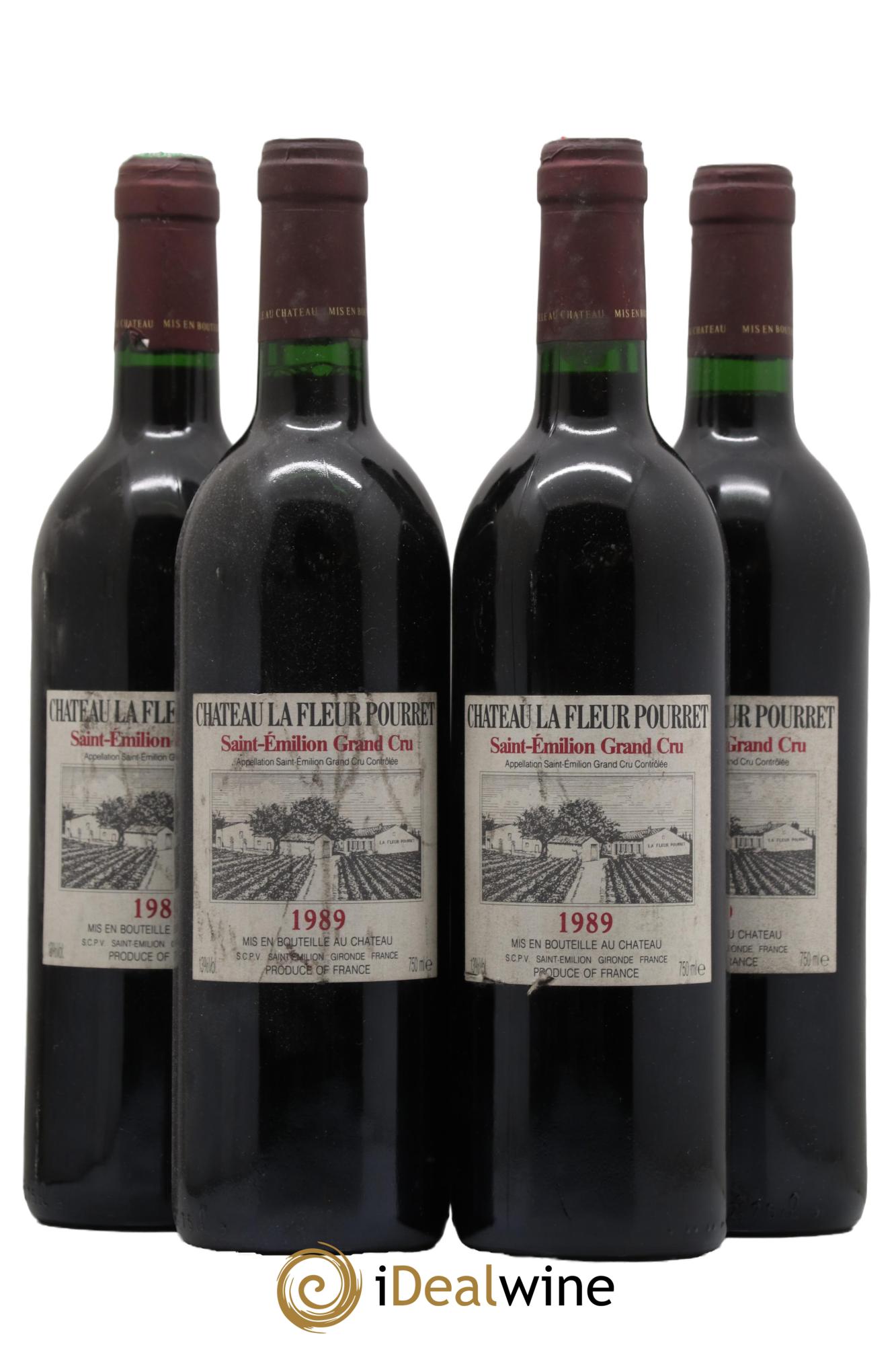 Saint-Émilion Grand Cru Chateau La Fleur Pourret 1989 - Lot de 4 bouteilles - 0