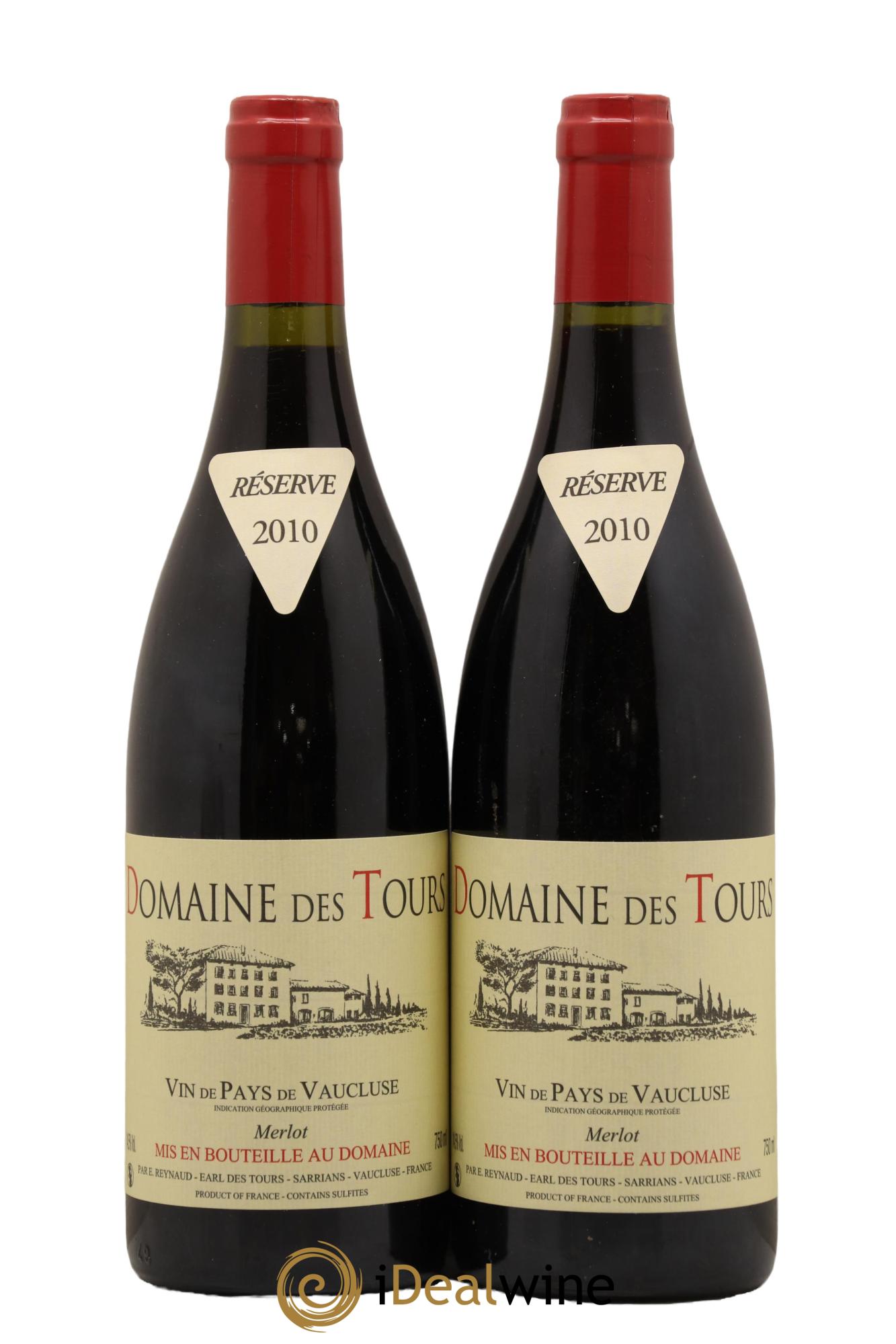 Vaucluse Domaine des Tours Merlot Emmanuel Reynaud 2010 - Lot de 2 bouteilles - 0